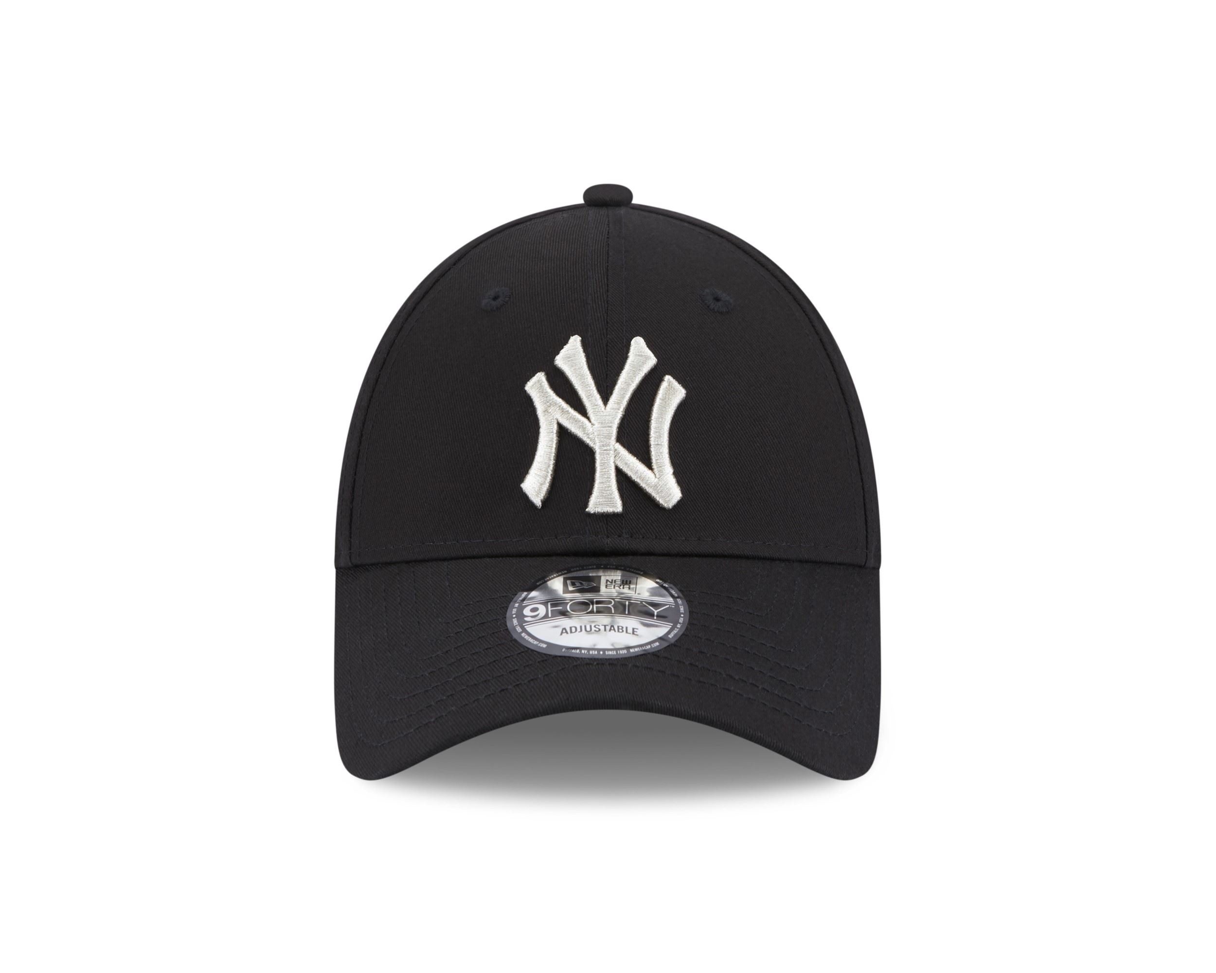New York Yankees MLB Metallic Logo Black 9Forty Adjustable Women Cap New Era