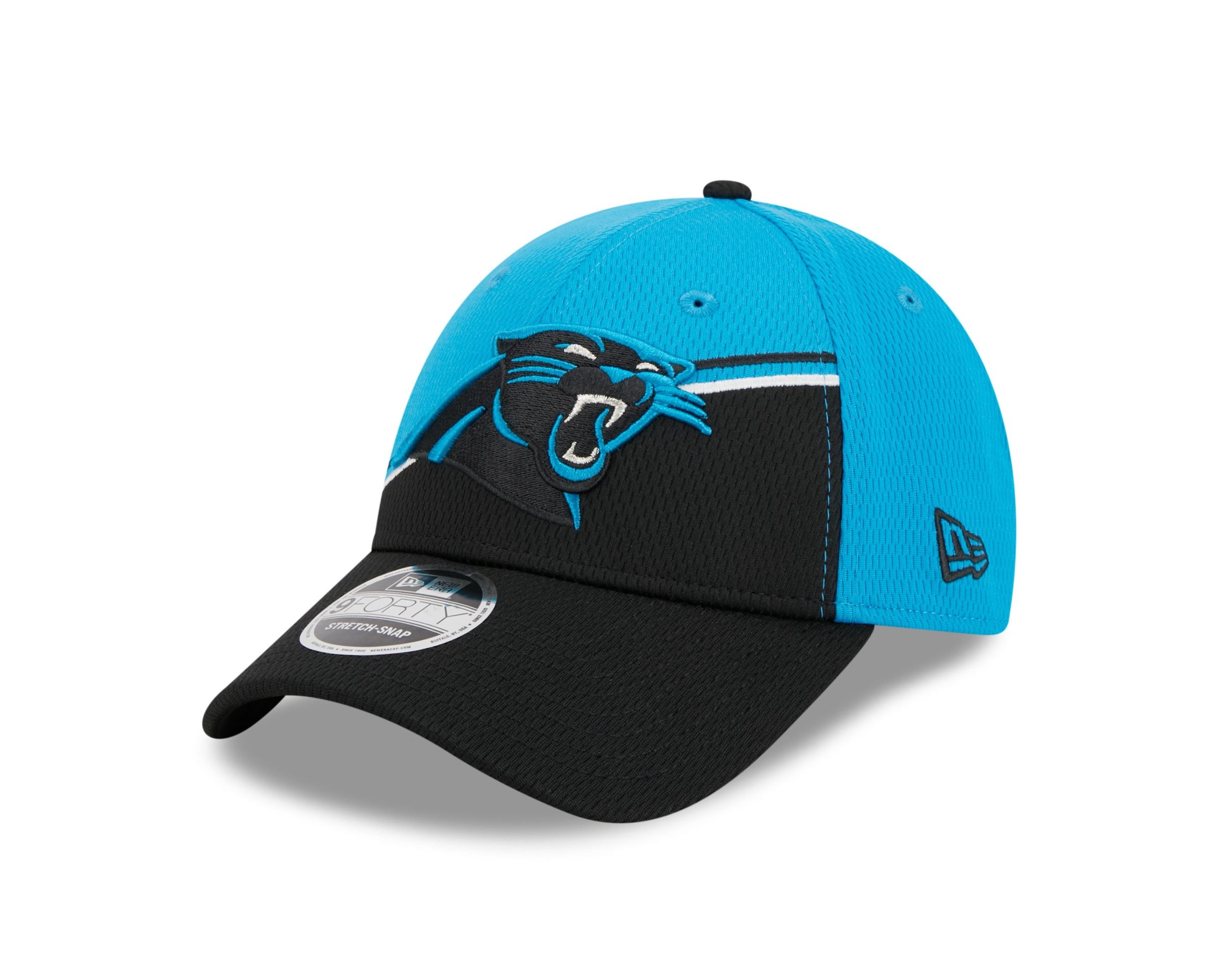 Carolina Panthers NFL 2023 Sideline Blue Black 9Forty Stretch Snapback Cap New Era