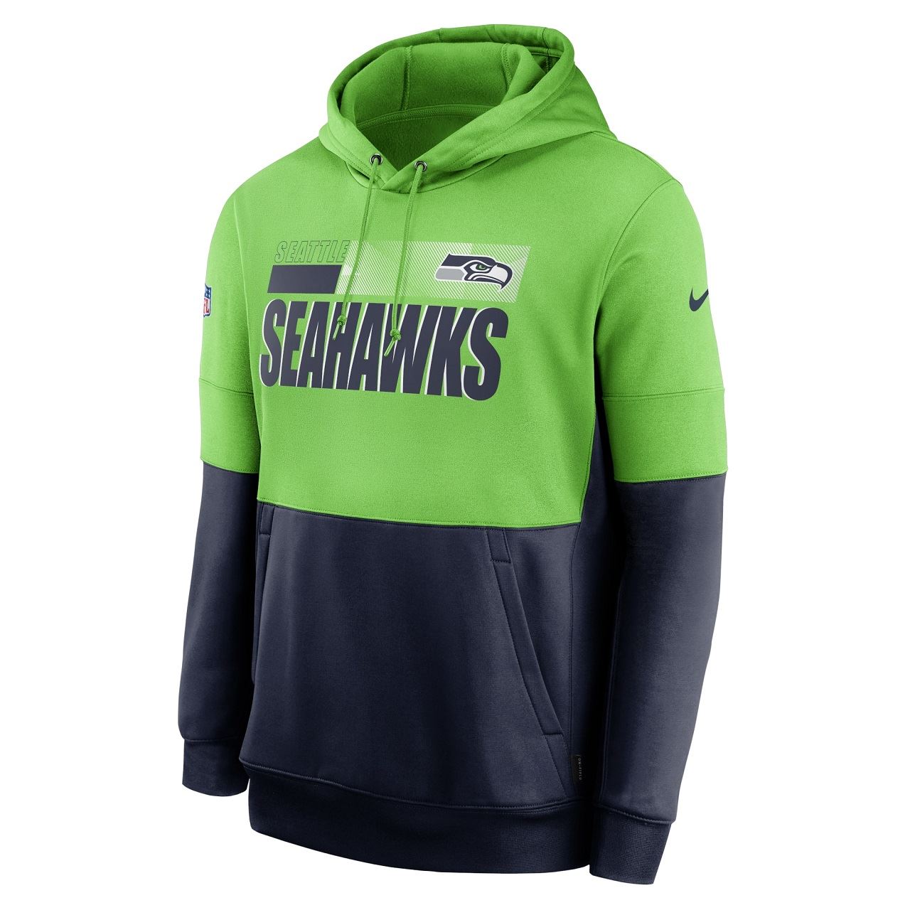 Seattle Seahawks NFL Team Name Lockup Therma Pullover Green / Navy Hoody Nike