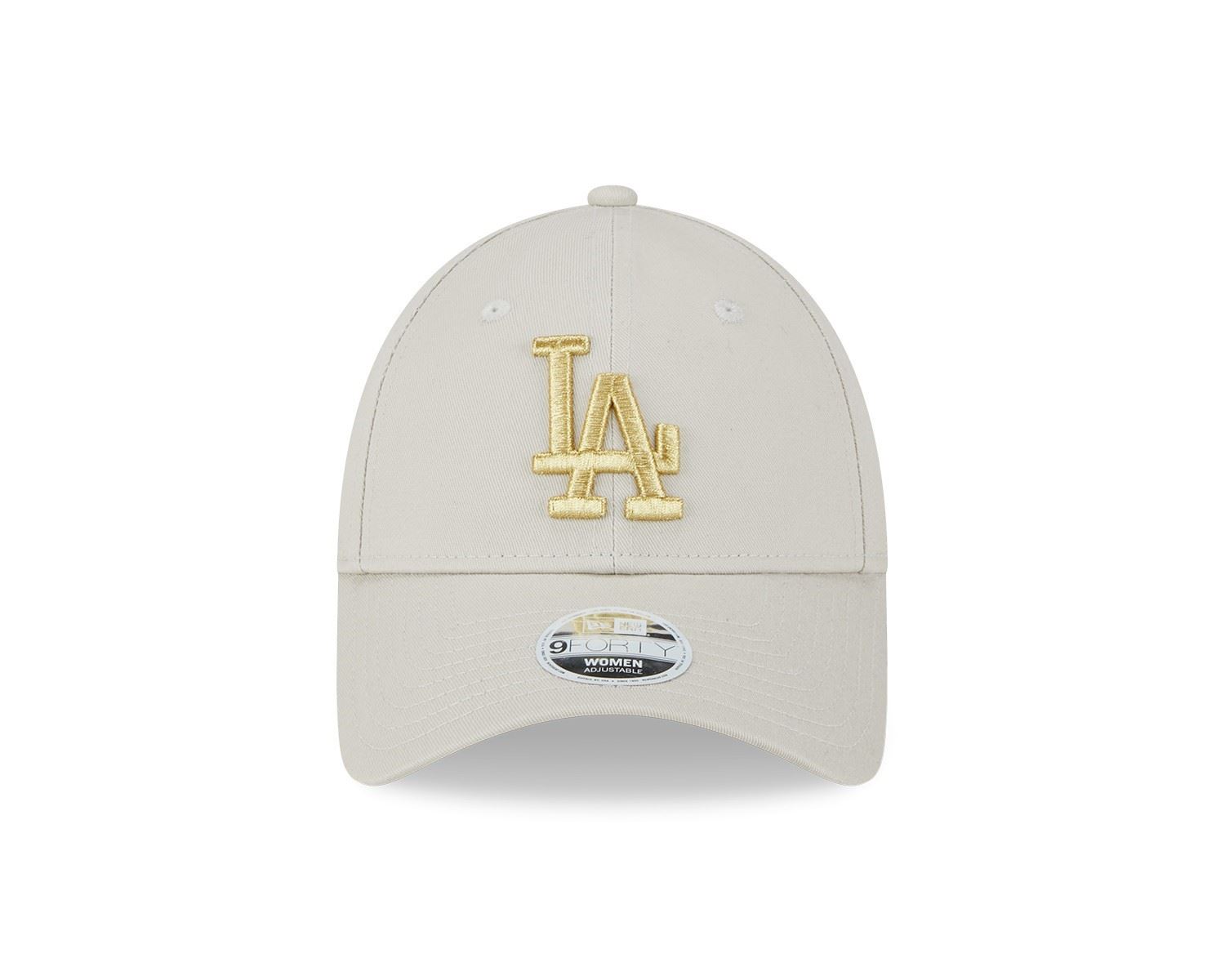 Los Angeles Dodgers MLB Metallic Logo Beige 9Forty Adjustable Women Cap