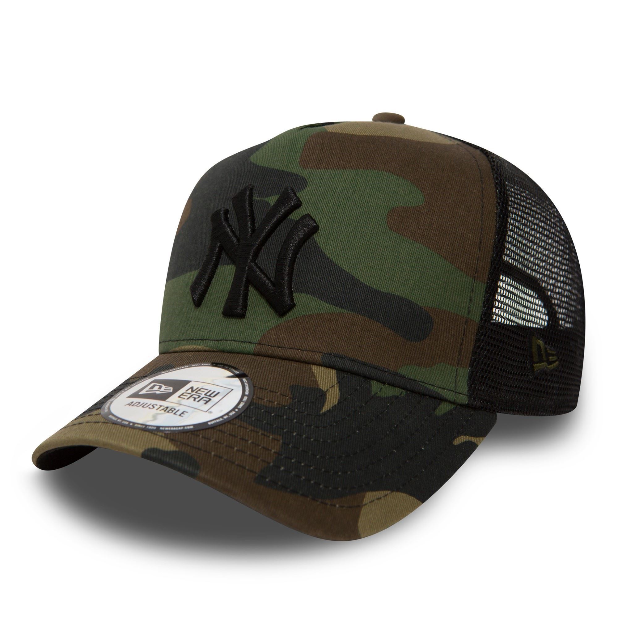 New York Yankees MLB Clean Woodland Camo 9Forty A-Frame Adjustable Trucker Cap for Kids New Era