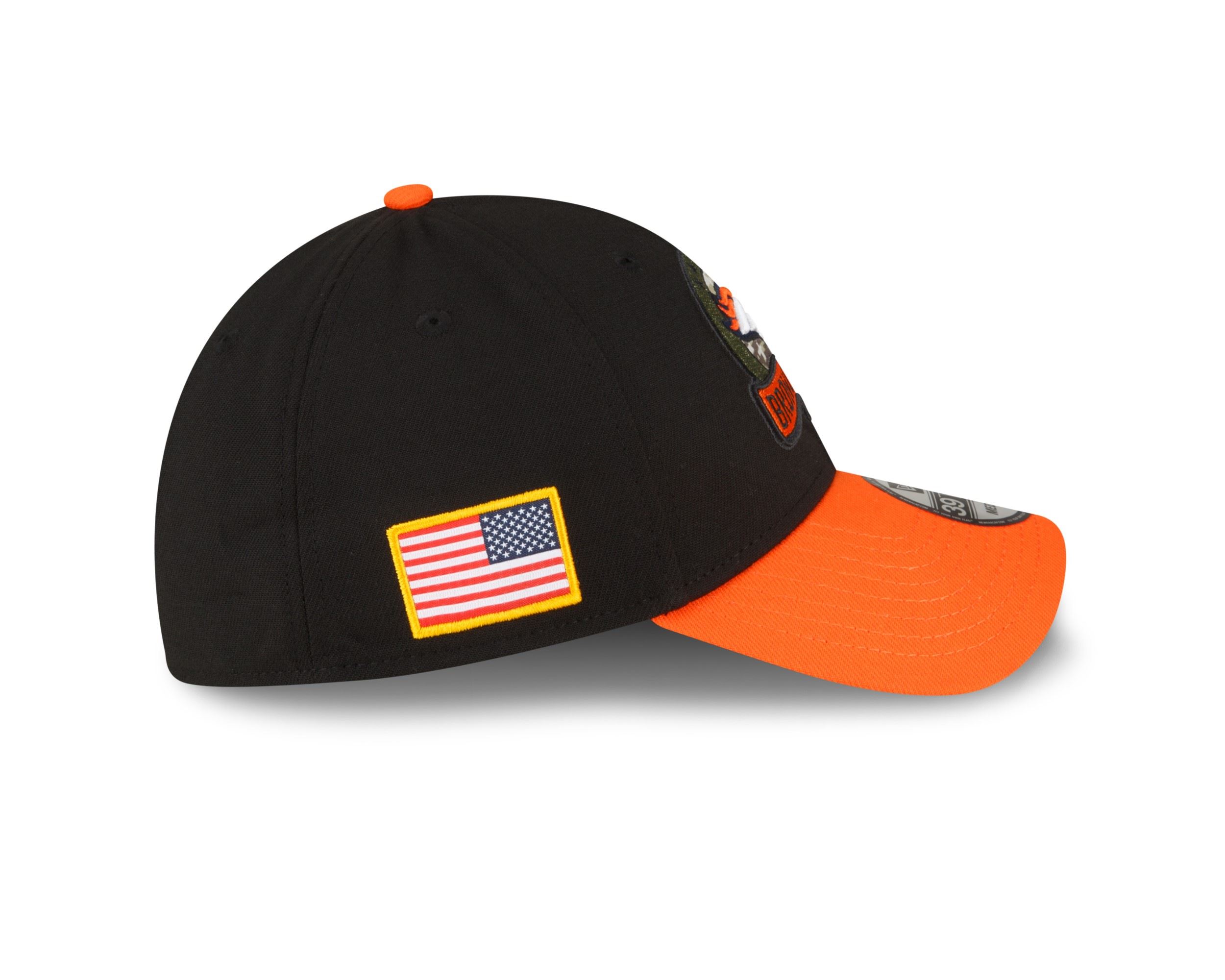 Denver Broncos NFL Salute to Service 2022 Black Orange 39Thirty Stretch Cap New Era