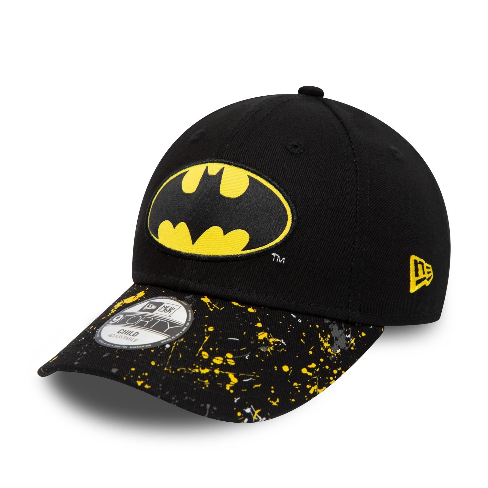 Batman DC Paint Splat Black Yellow 9Forty Adjustable Kids Cap New Era
