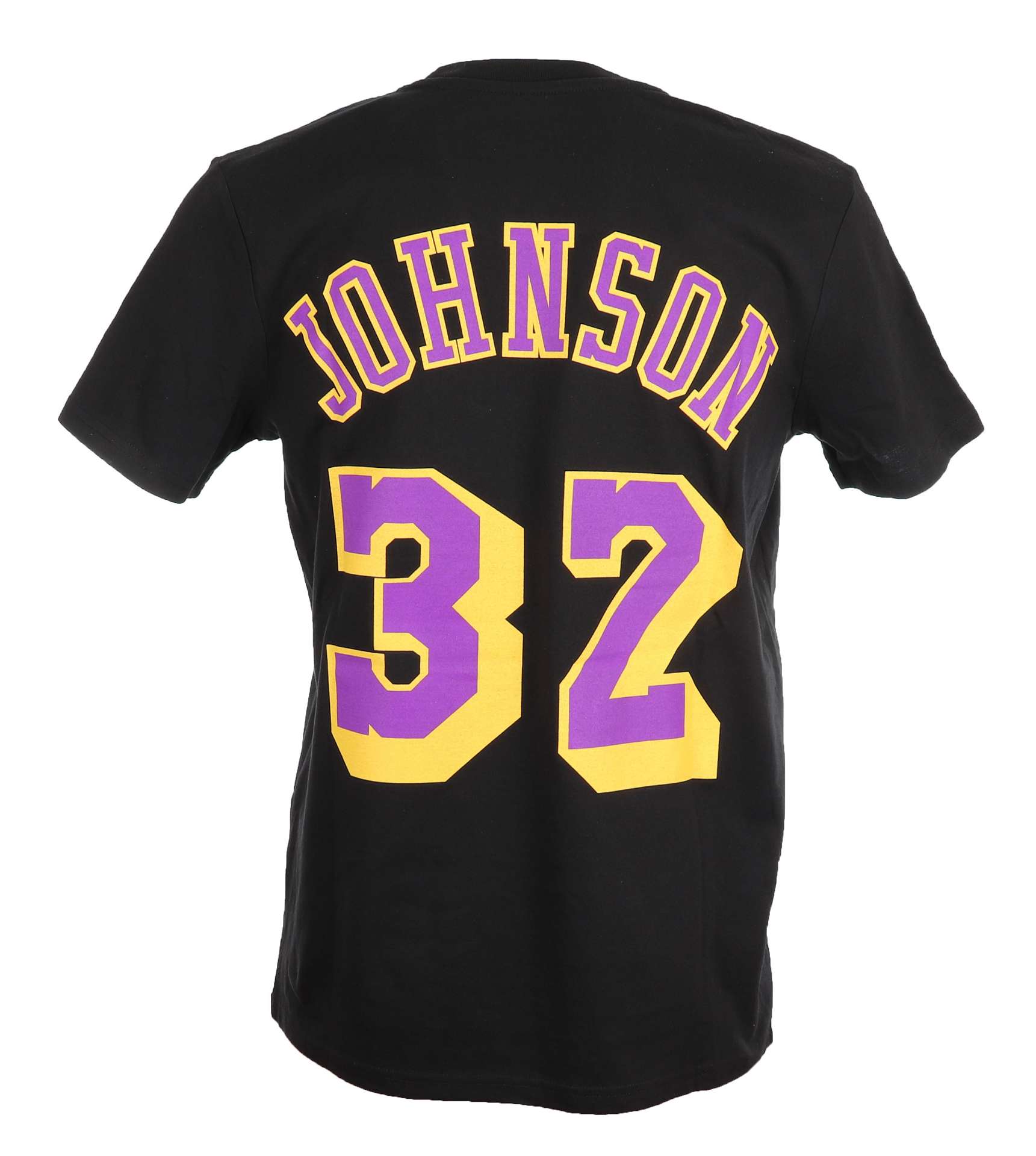 Magic Johnson #32 Los Angeles Lakers Black NBA Name and Number Tee T-Shirt Mitchell & Ness