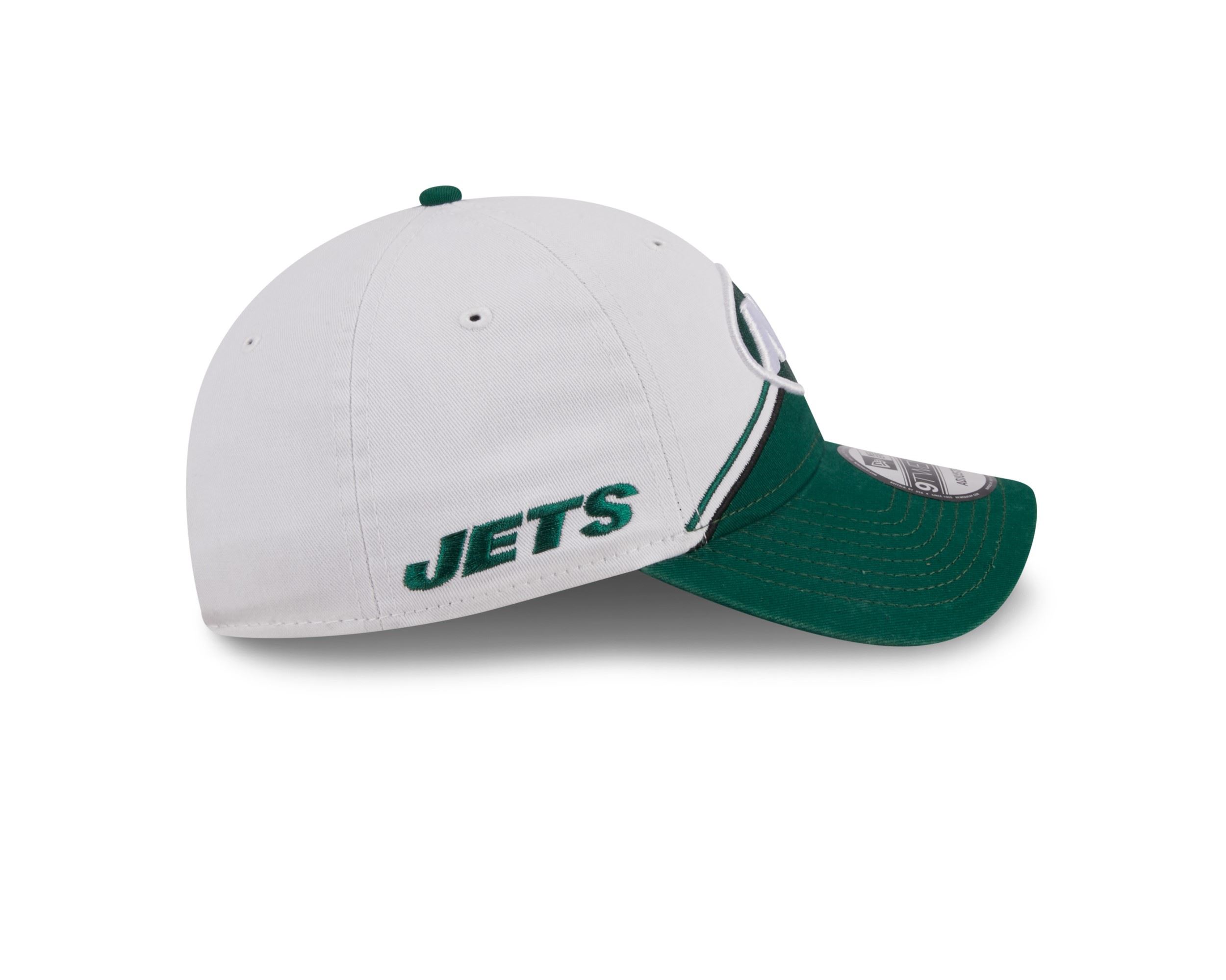 New York Jets NFL 2023 Sideline White Green 9Twenty Unstructured Strapback Cap New Era