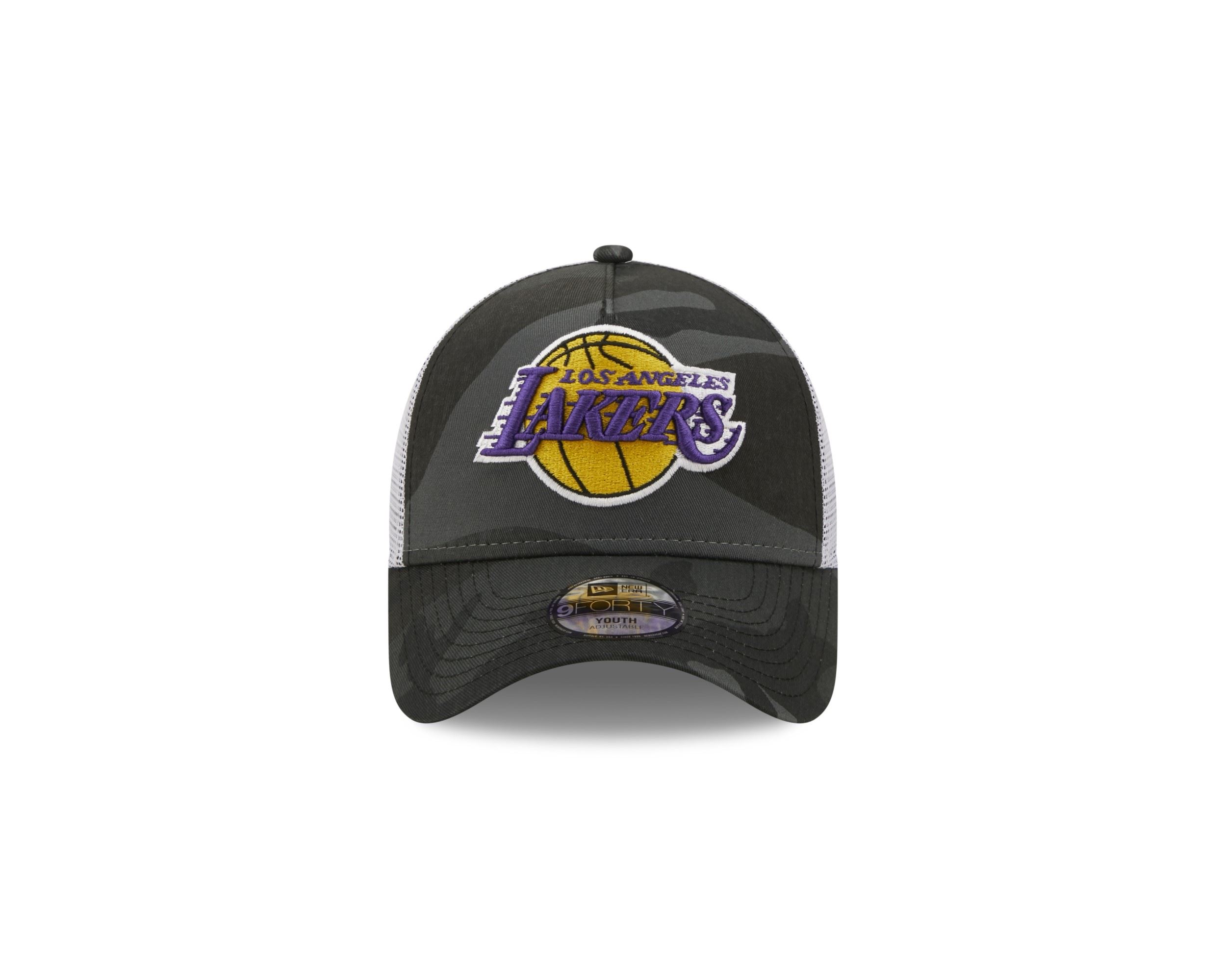 Los Angeles Lakers NBA Camo Midnight Camouflage 9Forty Kids A-Frame Adjustable Trucker Cap New Era
