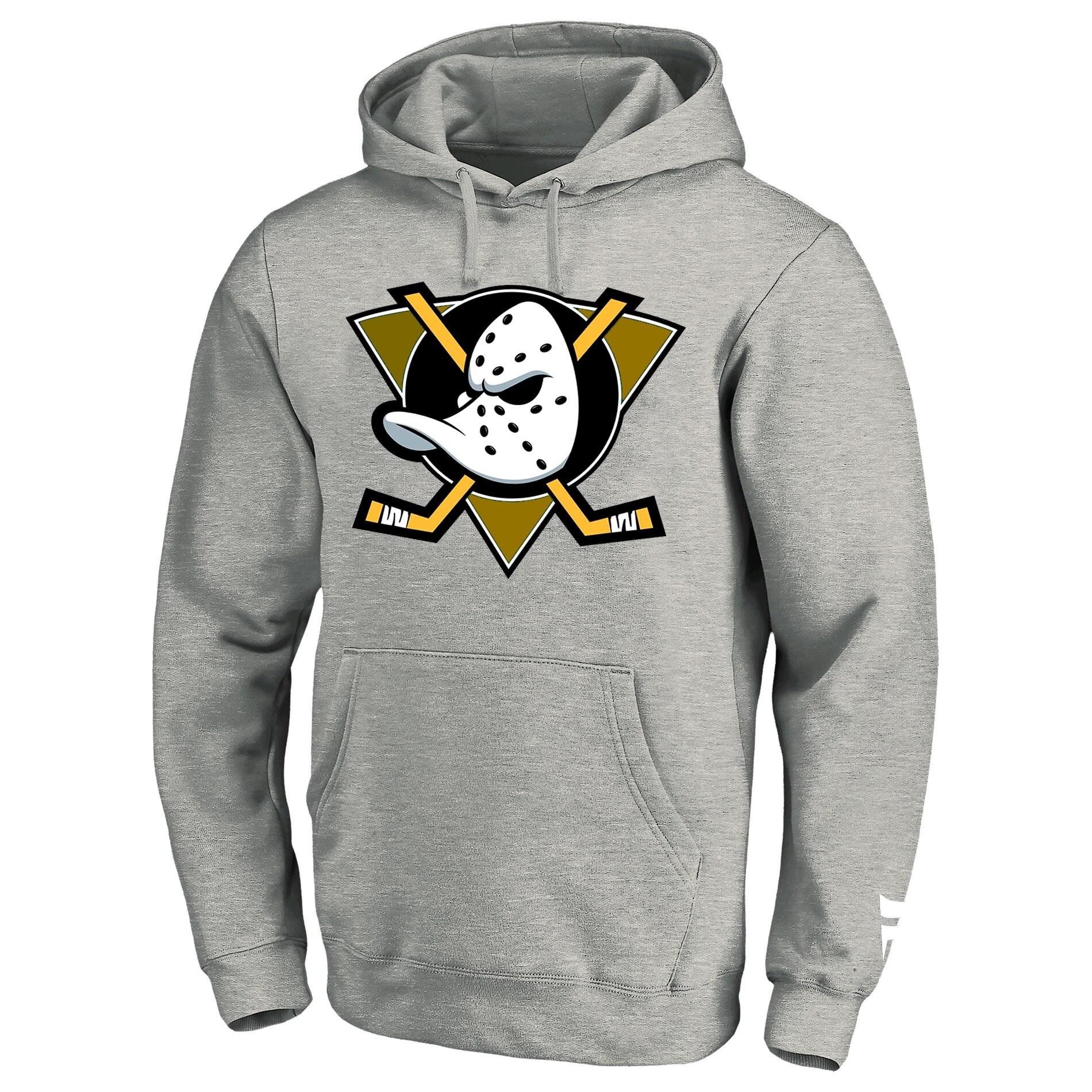 Anaheim Ducks Sports Grey NHL Mid Essentials Crest Graphic Hoody Fanatics