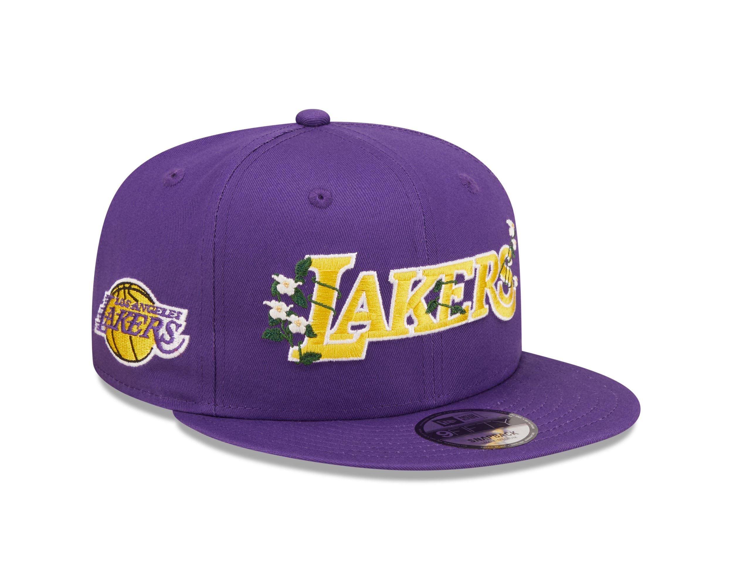 Los Angeles Lakers NBA Flower Wordmark Purple 9Fifty Snapback Cap New Era