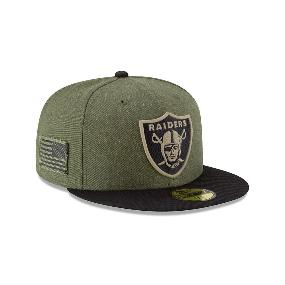Oakland Raiders On Field 2018 Salute to Service 59Fifty Cap New Era