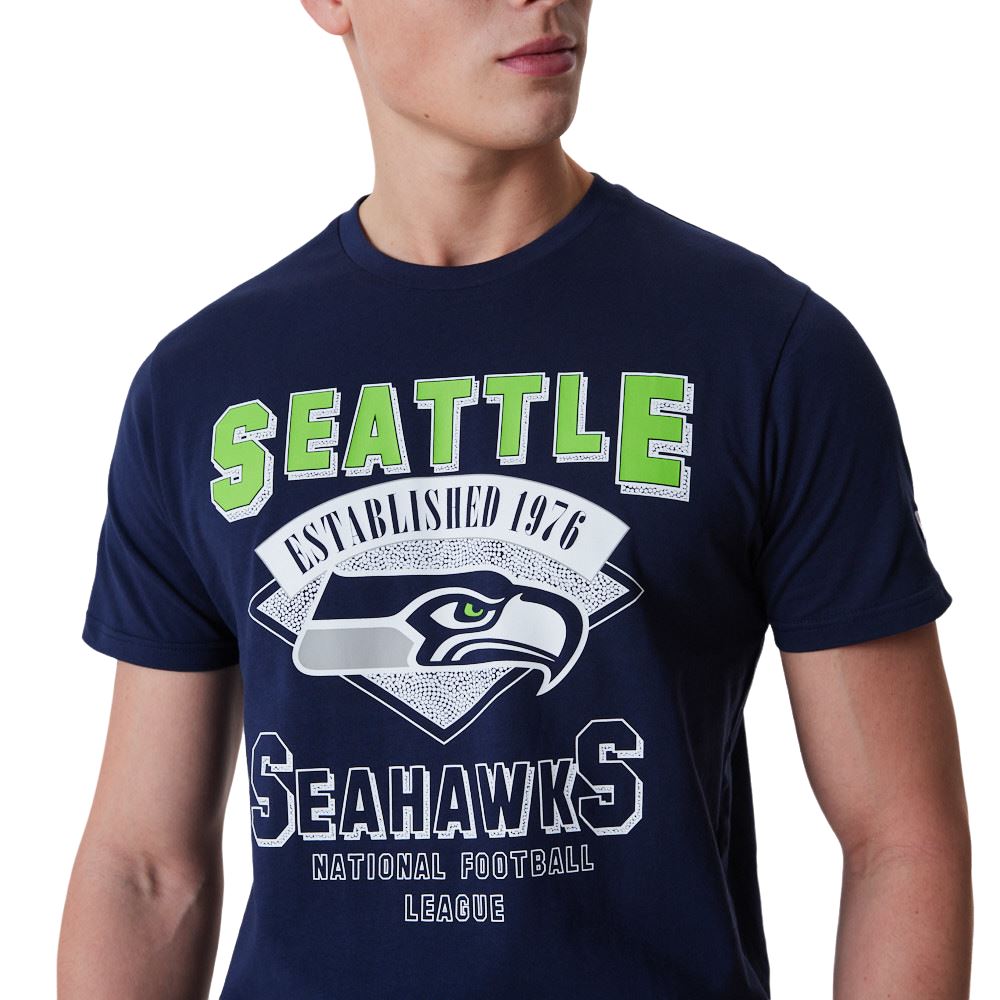 Seattle Seahawks NFL Team Wordmark Navy T-Shirt New Era