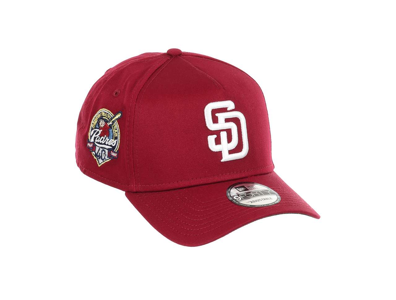 San Diego Padres MLB 40th Anniversary Year Sidepatch Cardinal 9Forty A-Frame Snapback Cap New Era