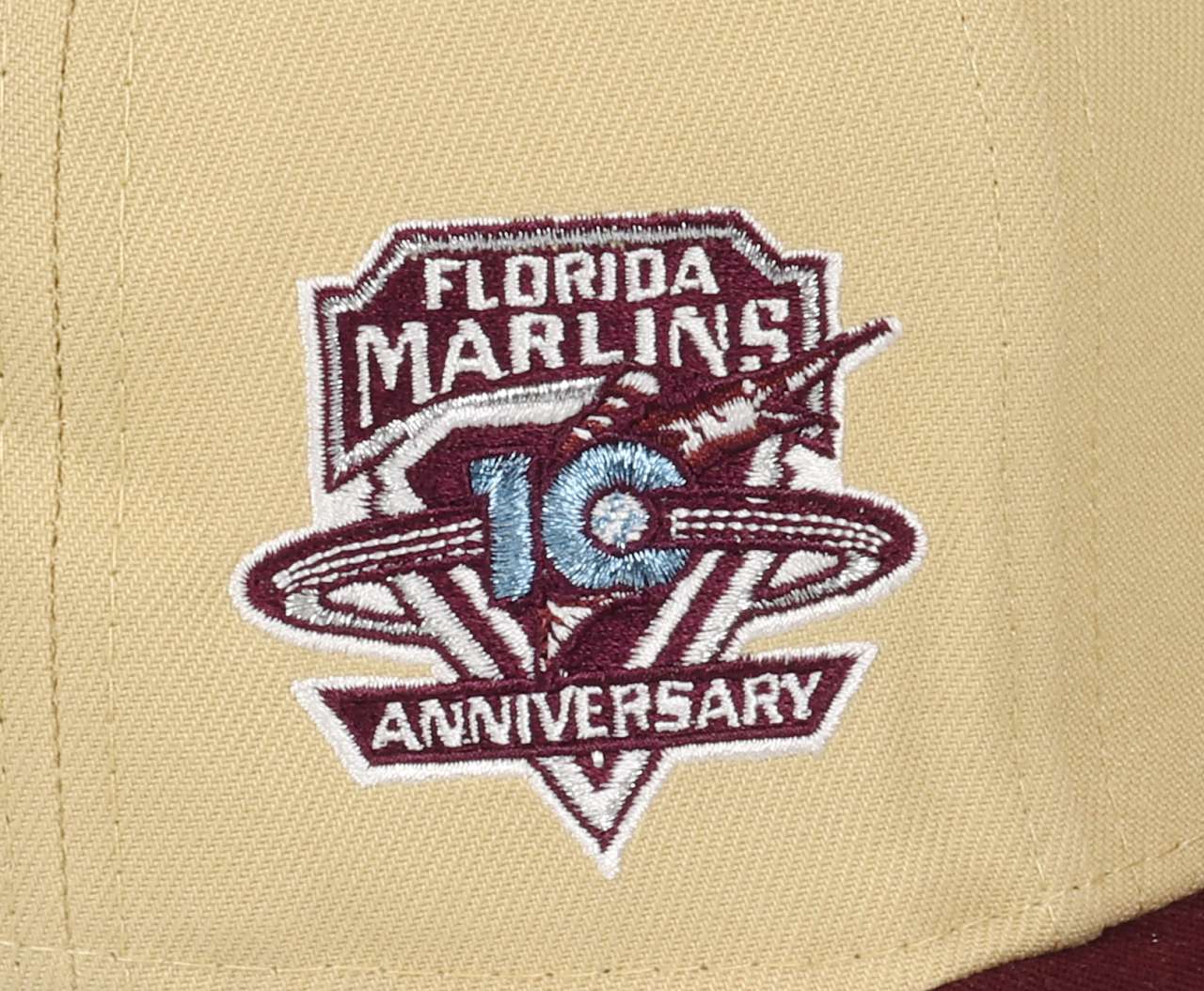 Florida Marlins MLB 10th Anniversary Sidepatch Vegas Gold Maroon 59Fifty Basecap New Era