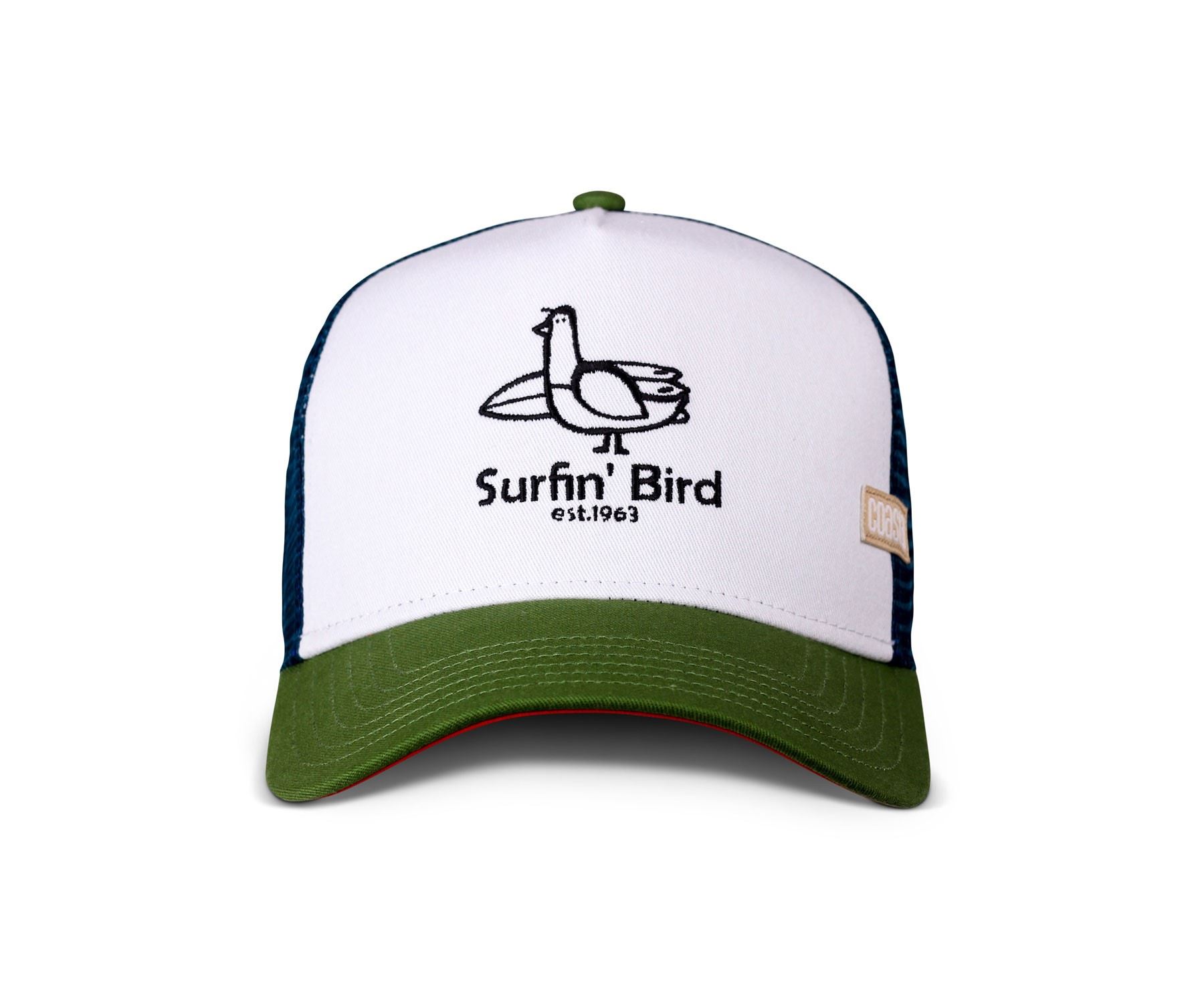 Surfin' Bird White Olive Adjustable Trucker Cap Coastal
