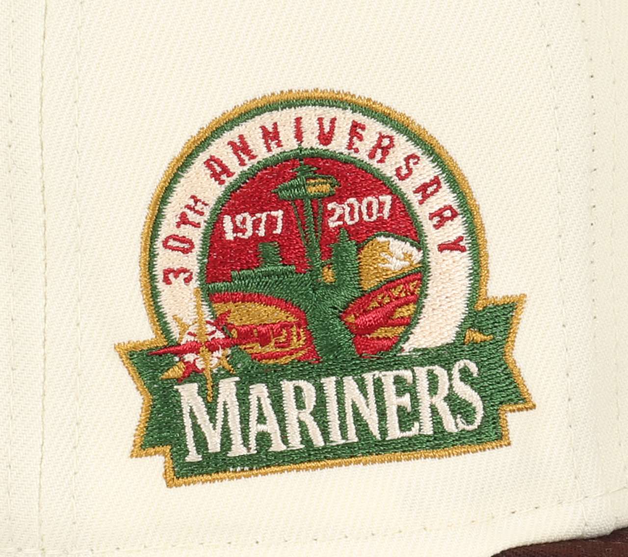 Seattle Mariners MLB 30th Anniversary Sidepatch 1977-2007 Chrome White Burnt Charcoal 59Fifty Basecap New Era