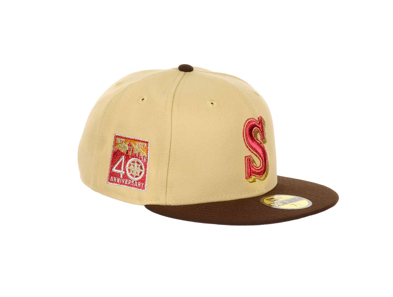 Seattle Mariners MLB 40th Anniversary Sidepatch Vegas Gold Walnut 59Fifty Basecap New Era