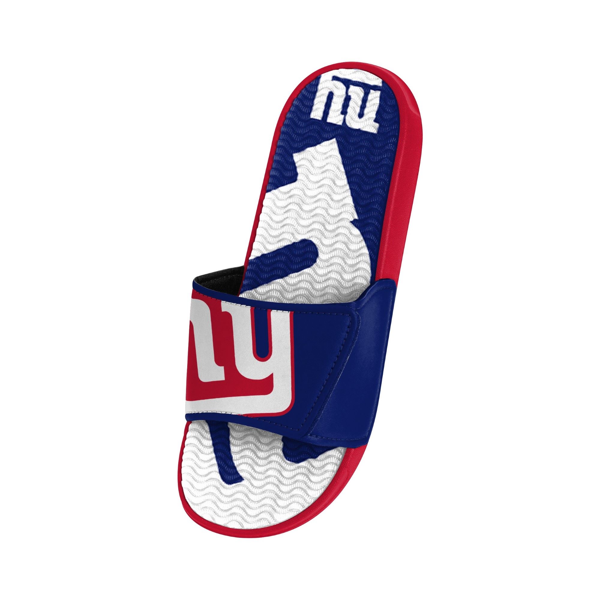 New York Giants NFL Colorblock Big Logo Gel Slide Red Blue White Badelatschen Hausschuhe Foco 