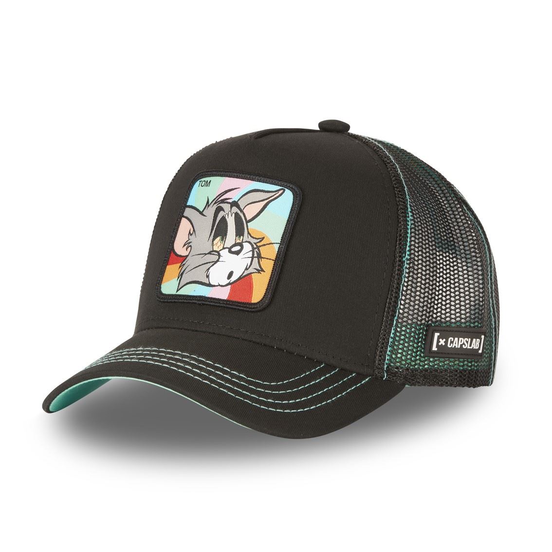 Tom Black Turquoise Tom and Jerry Trucker Cap Capslab