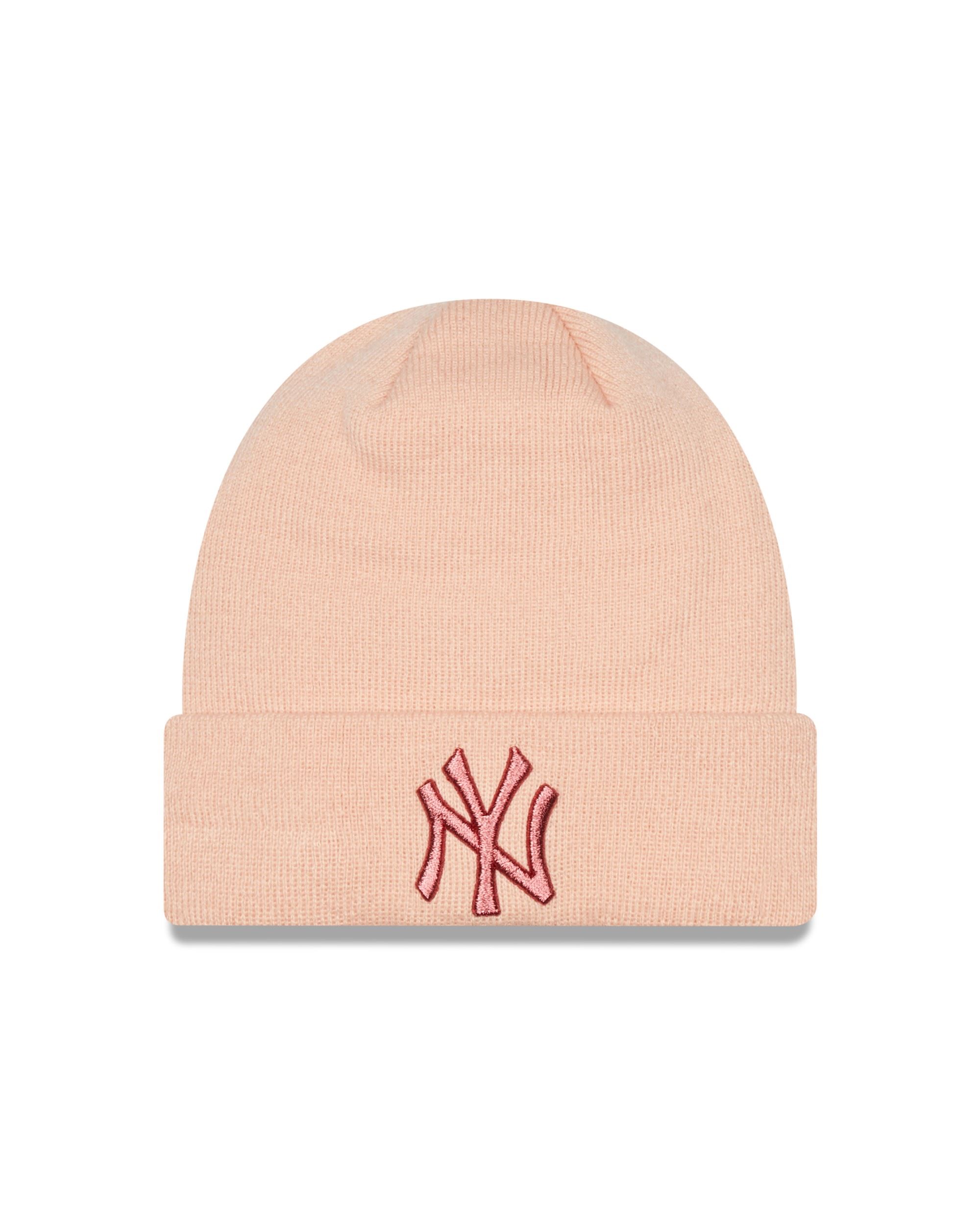 New York Yankees Blush Sky MLB Metallic Logo Cuff Knit Women Beanie New Era