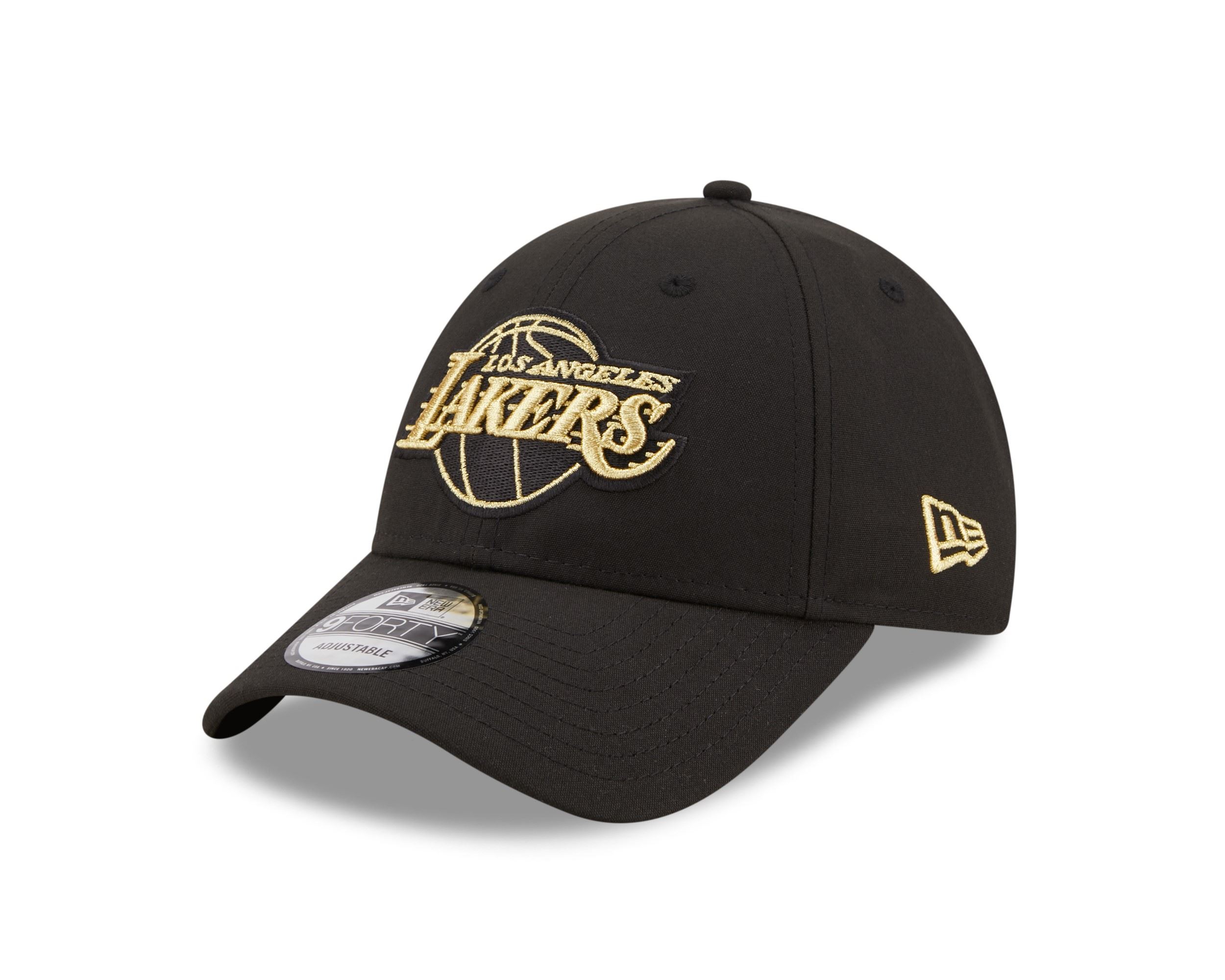 Los Angeles Lakers Black NBA Gold Logo 9Forty Adjustable Snapback Cap New Era