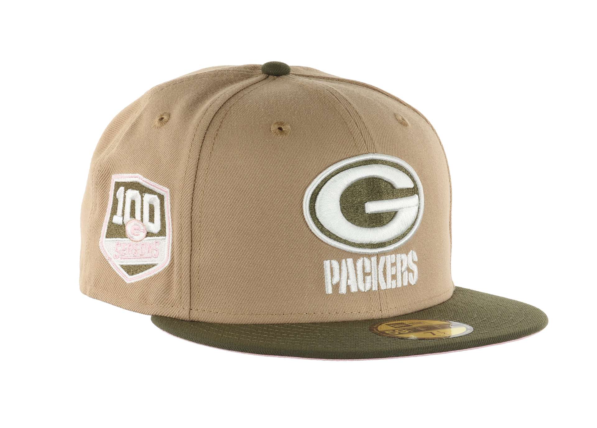 Green Bay Packers NFL 100 Seasons Sidepatch Camel Olive 59Fifty Basecap New Era