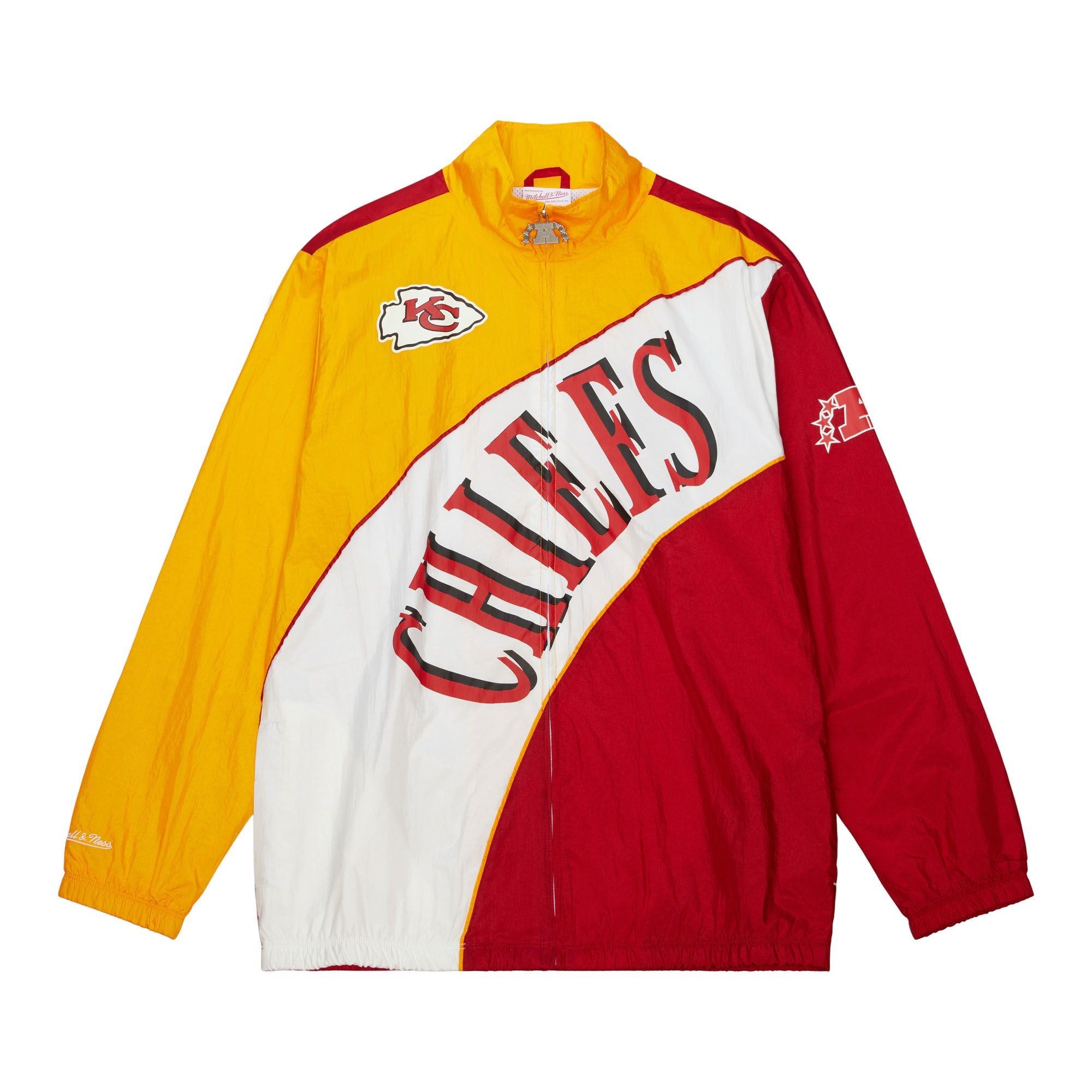 Kansas City Chiefs NFL Arched Retro Lined Windbreaker Red Yellow Jacke Mitchell & Ness
