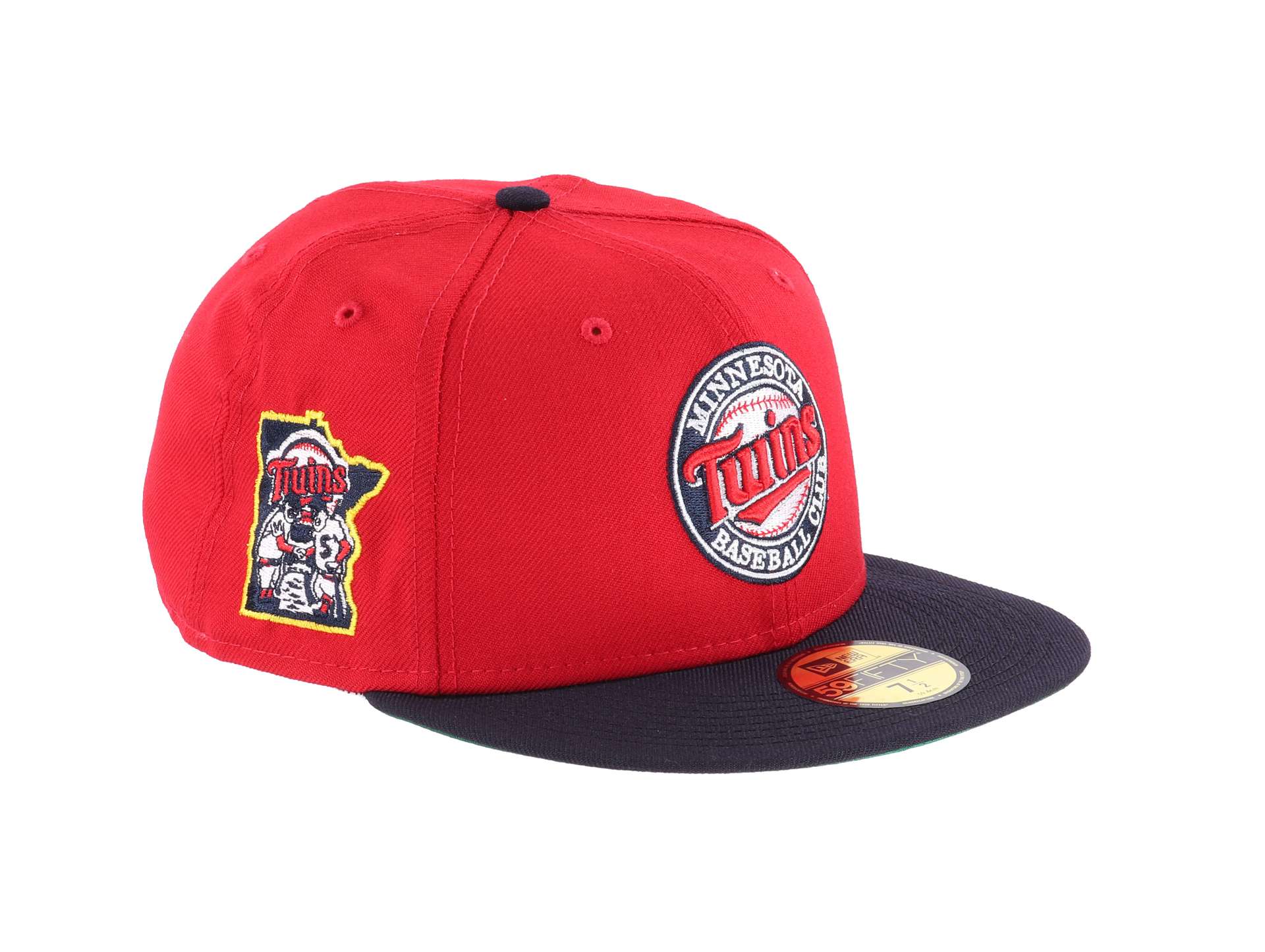 Minnesota Twins Side Patch History Logo Two Tone Red Navy MLB 59Fifty Basecap New Era