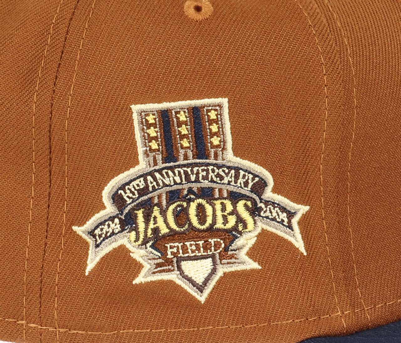 Cleveland Indians MLB Jacobs Field 10th Anniversary Sidepatch Brown Blue 59Fifty Basecap New Era
