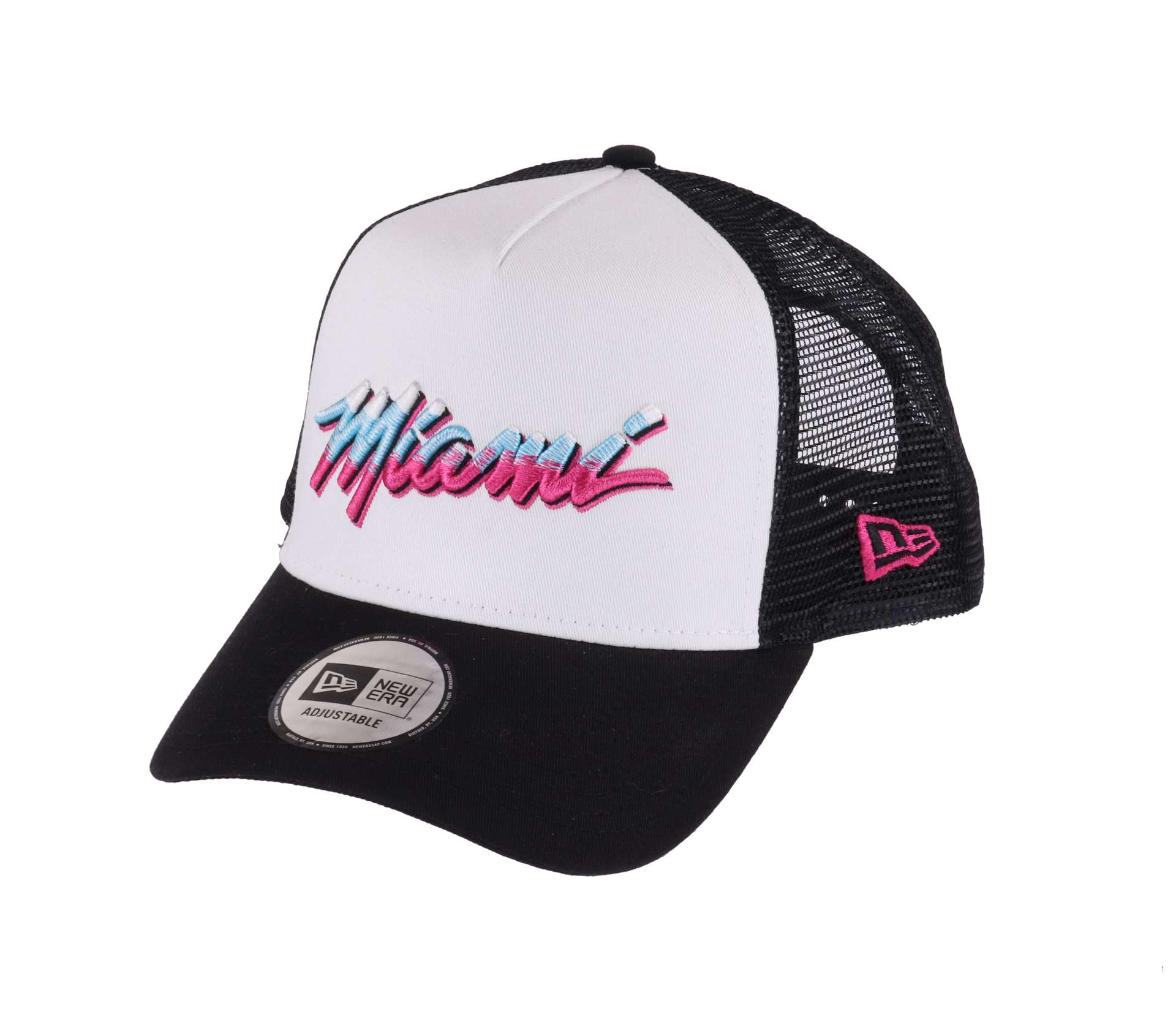 Miami Heat NBA Vice Collection Colour Block White Black Adjustable Trucker Cap New Era