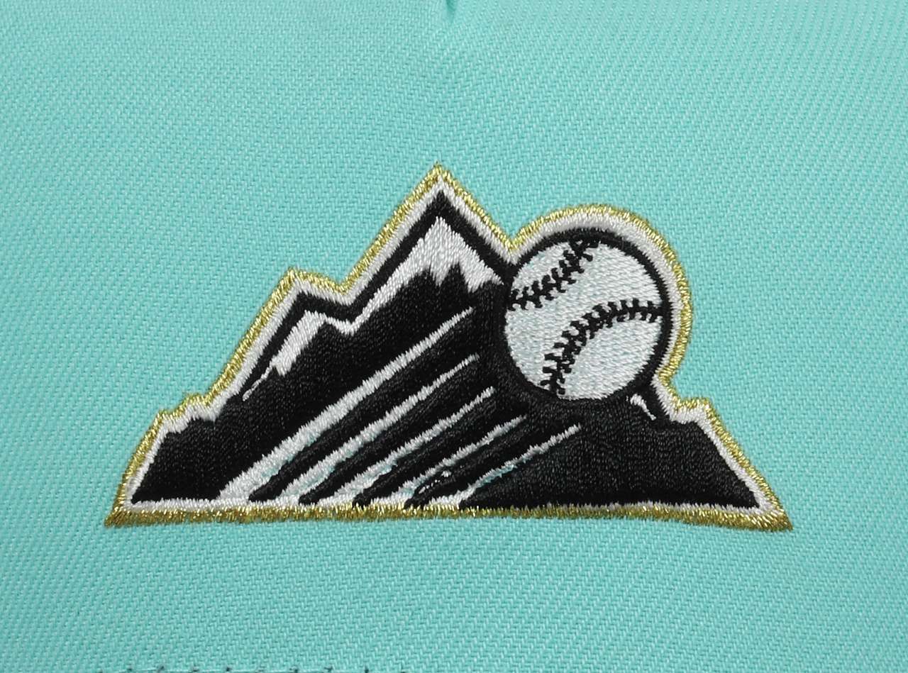 Colorado Rockies MLB 25th anniversary Sidepatch Cooperstown Mint Black 9Forty A-Frame Snapback Cap New Era