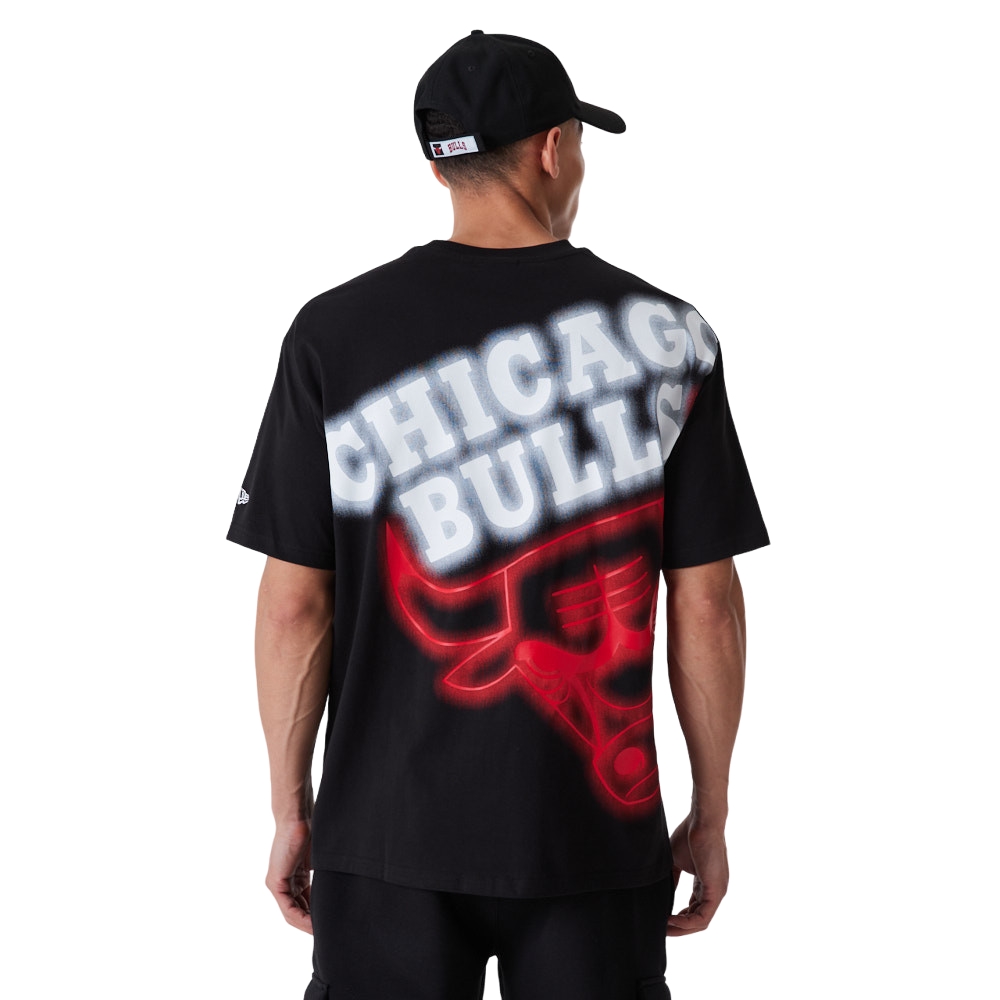 Chicago Bulls NBA Black White Oversized BP Neon T- Shirt New Era