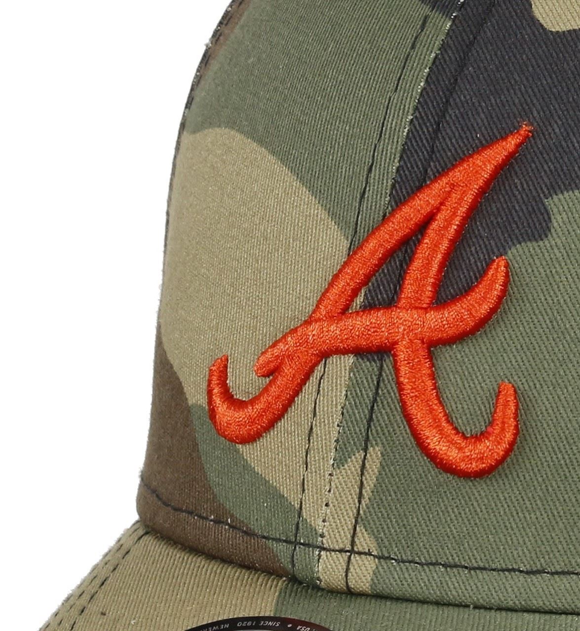 Atlanta Braves MLB Rear Logo Woodland Camo/ Orange 9Forty Adjustable Cap New Era
