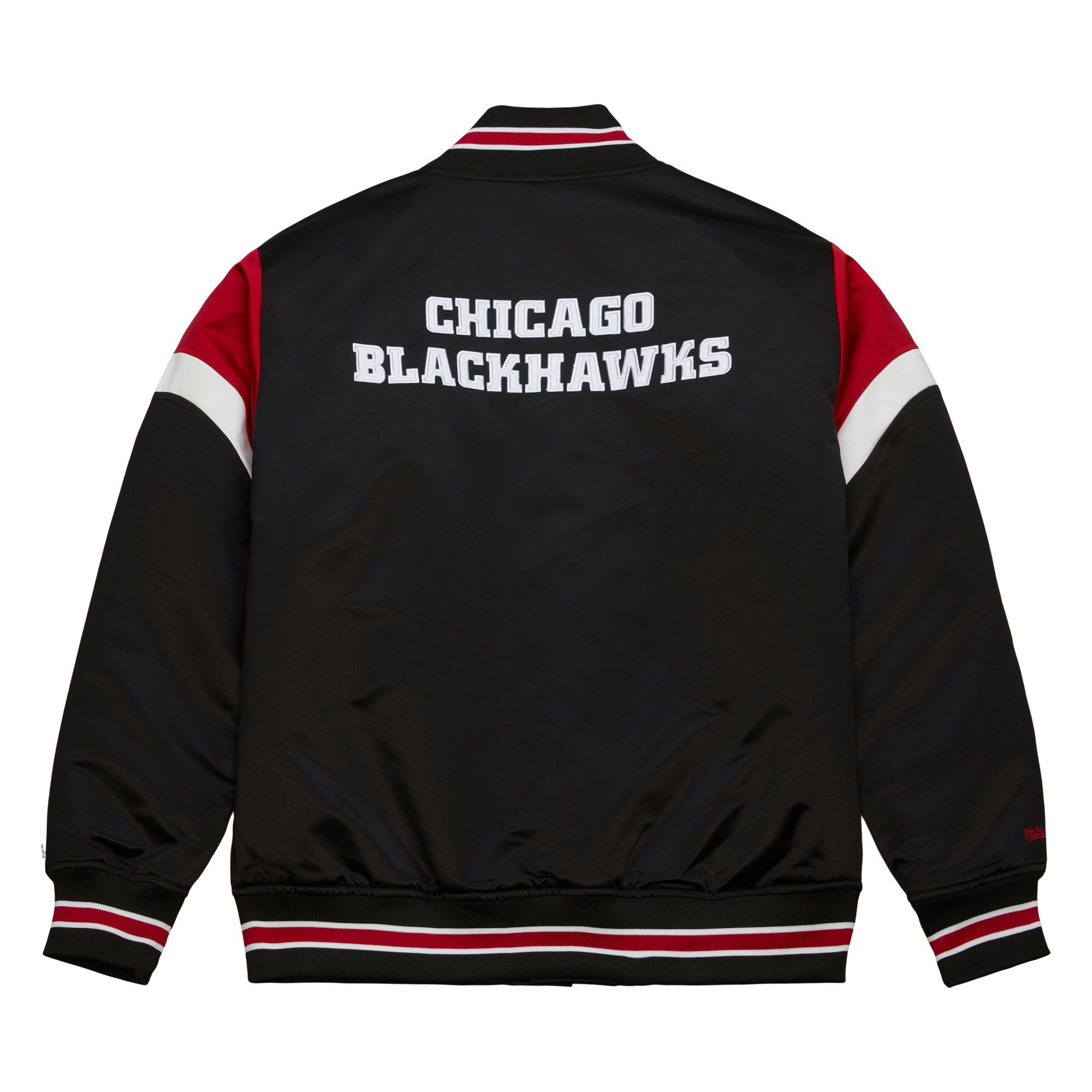 Chicago Blackhawks NHL Heavyweight Satin Jacket Black Mitchell & Ness