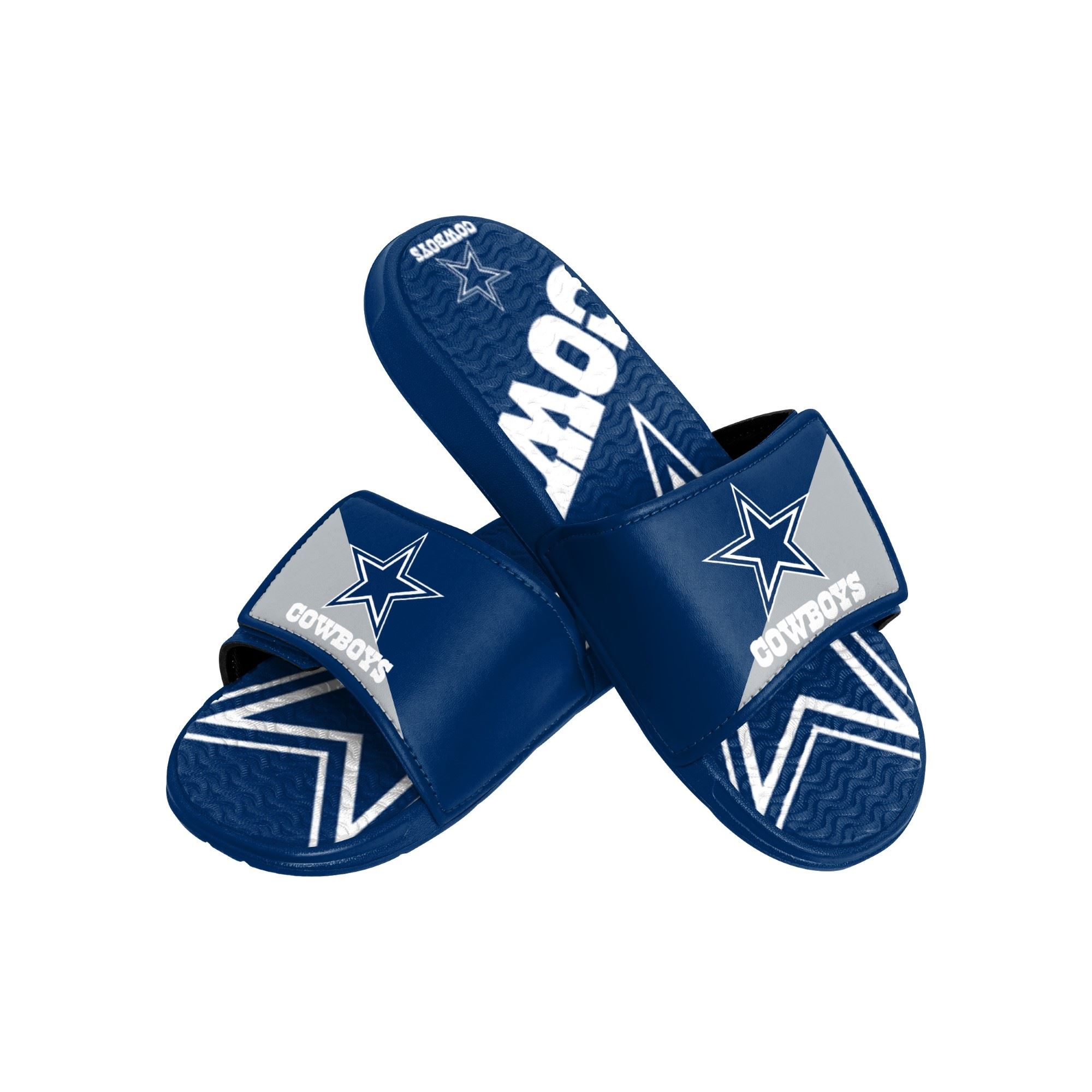 Dallas Cowboys NFL Colorblock Big Logo Gel Slide Blue White Badelatschen Hausschuhe Foco 