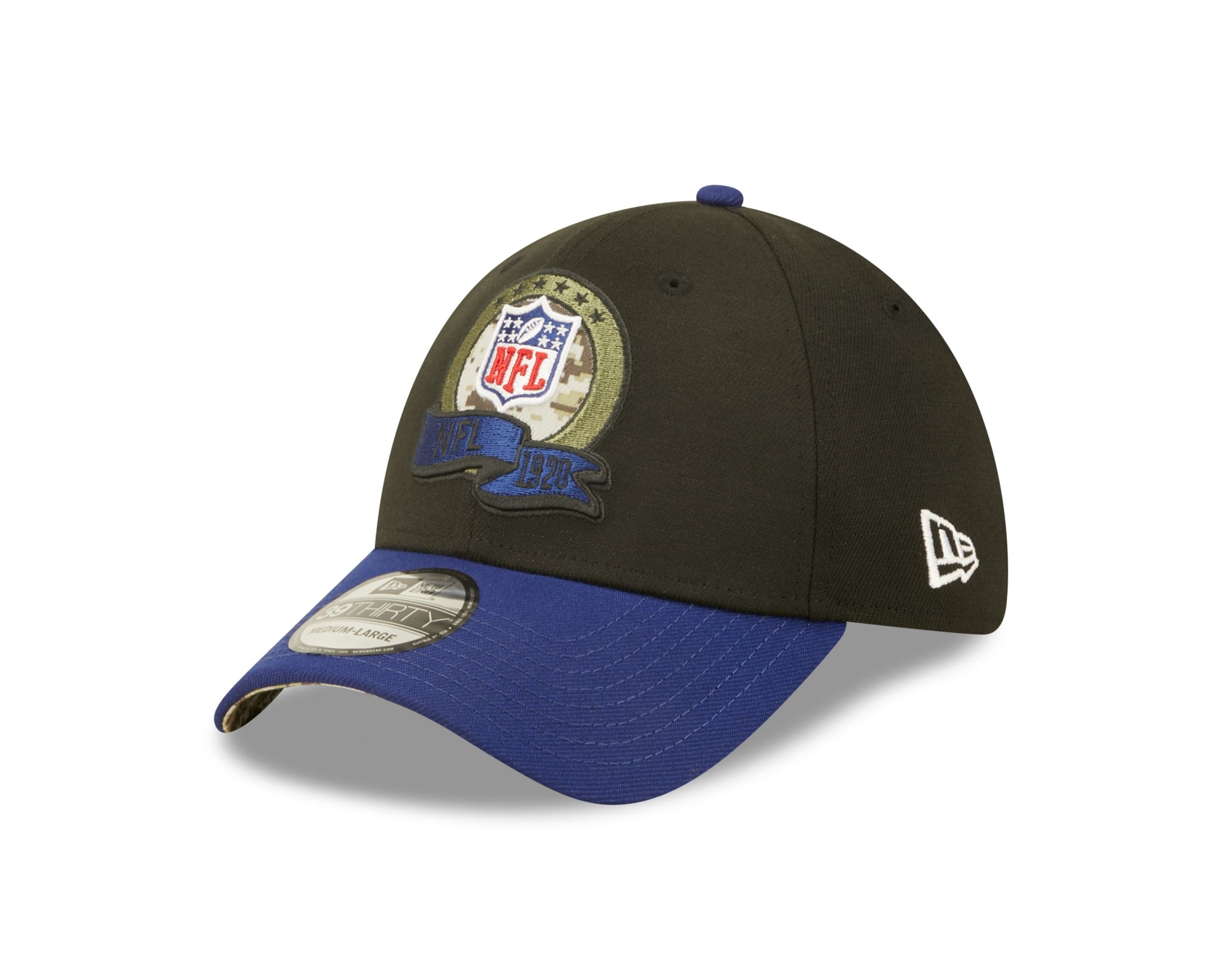 NFL Logo NFL Salute to Service 2022 Black Blue 39Thirty Stretch Cap New Era