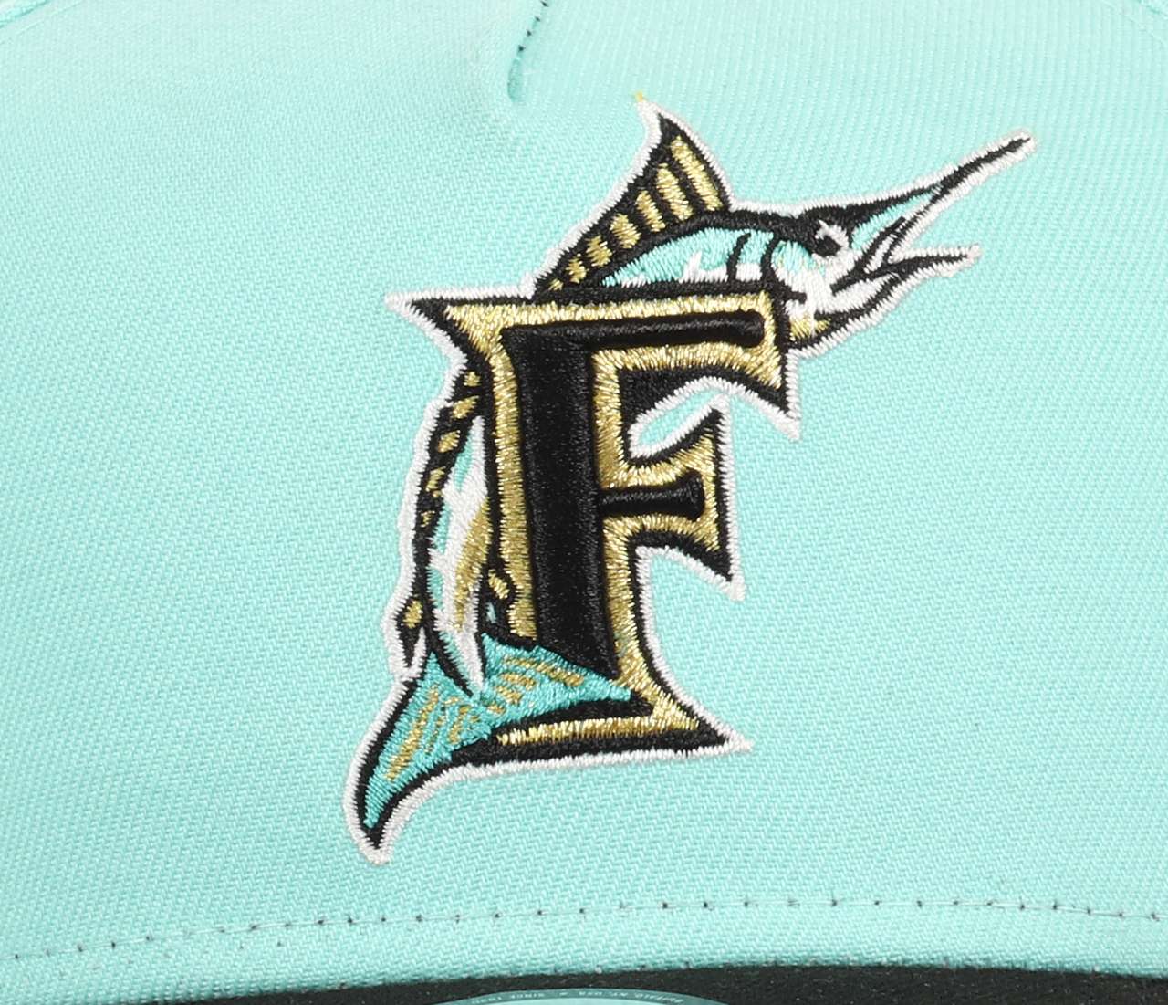 Florida Marlins MLB 10th Anniversary Sidepatch Cooperstown Mint Black 9Forty A-Frame Snapback Cap New Era