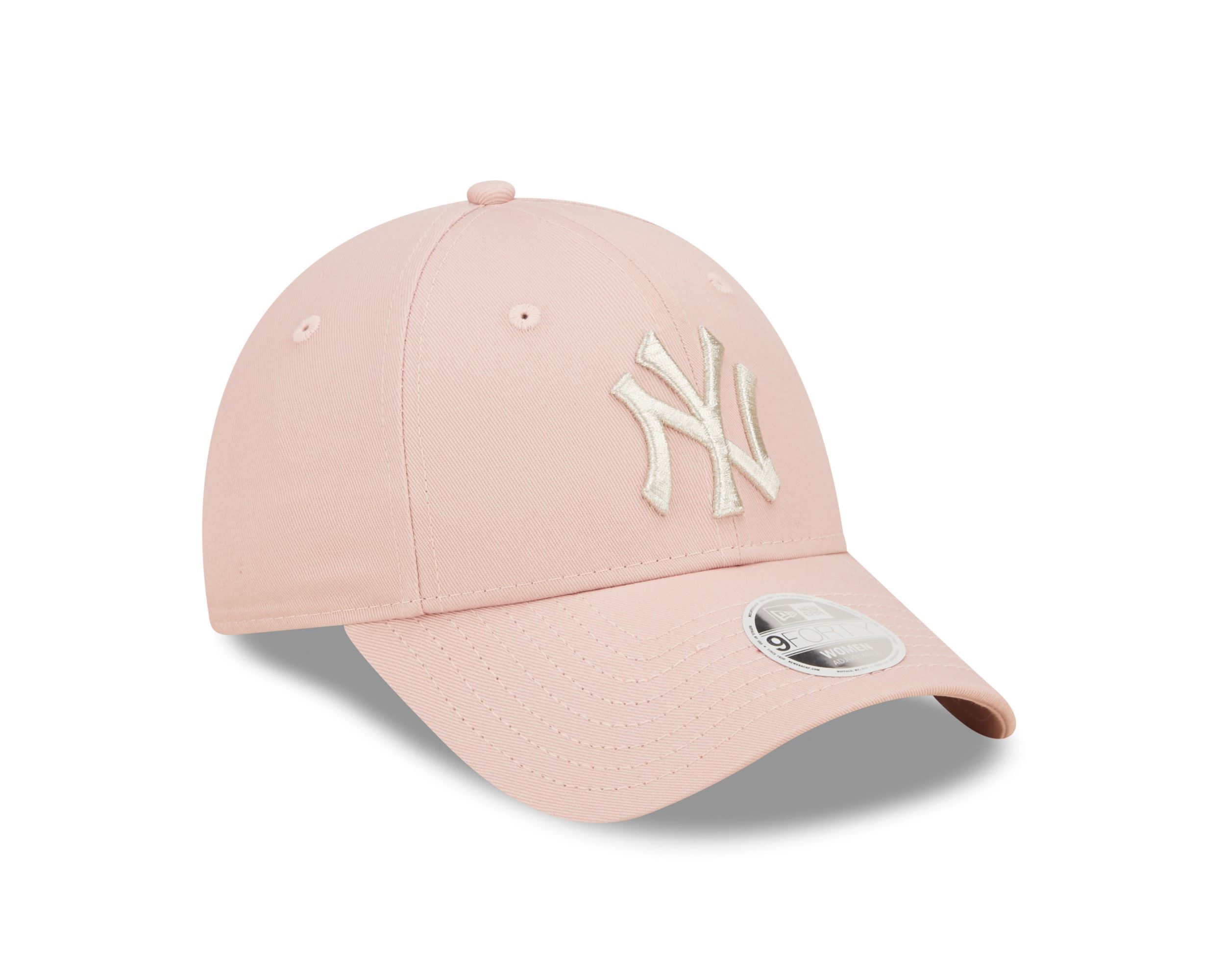 New York Yankees MLB Metallic Logo Pink 9Forty Adjustable Women Cap New Era
