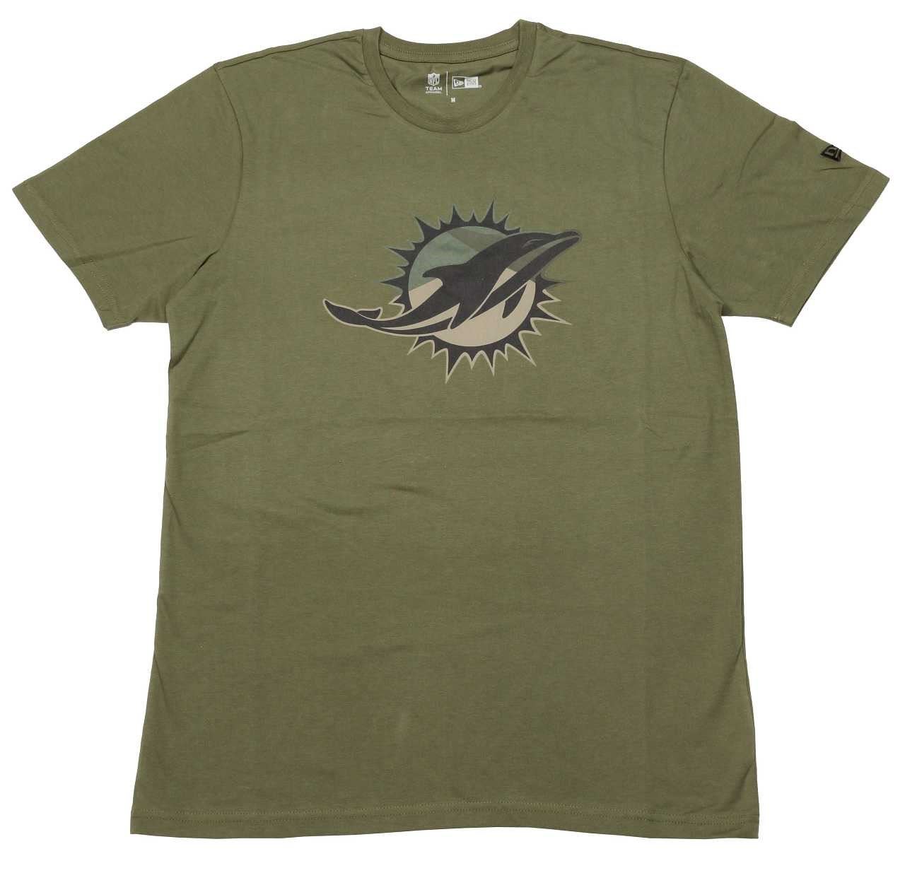 Miami Dolphins Camo Logo Olive T- Shirt New Era