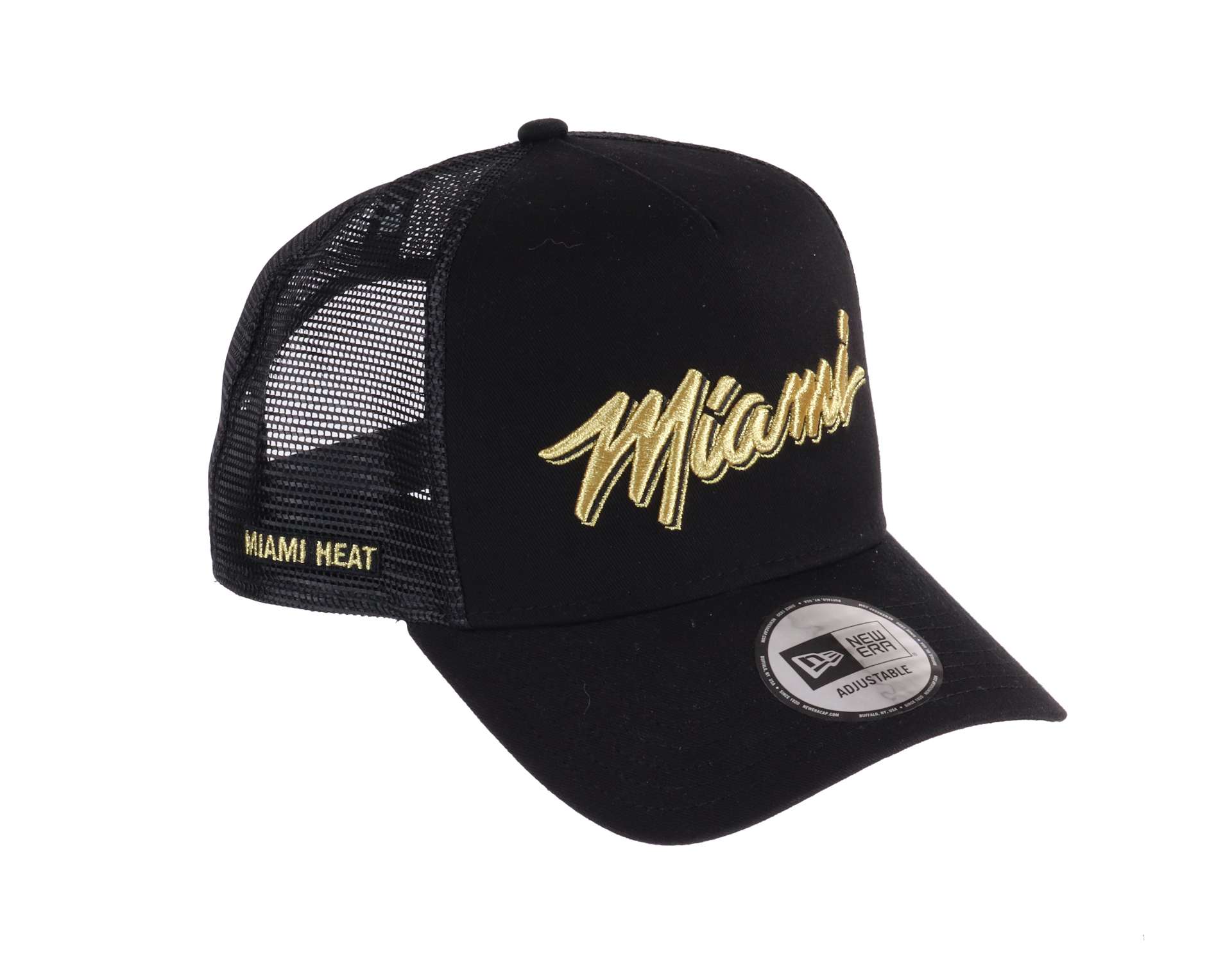 Miami Heat NBA Vice Collection Black Metallic Gold Adjustable Trucker Cap New Era