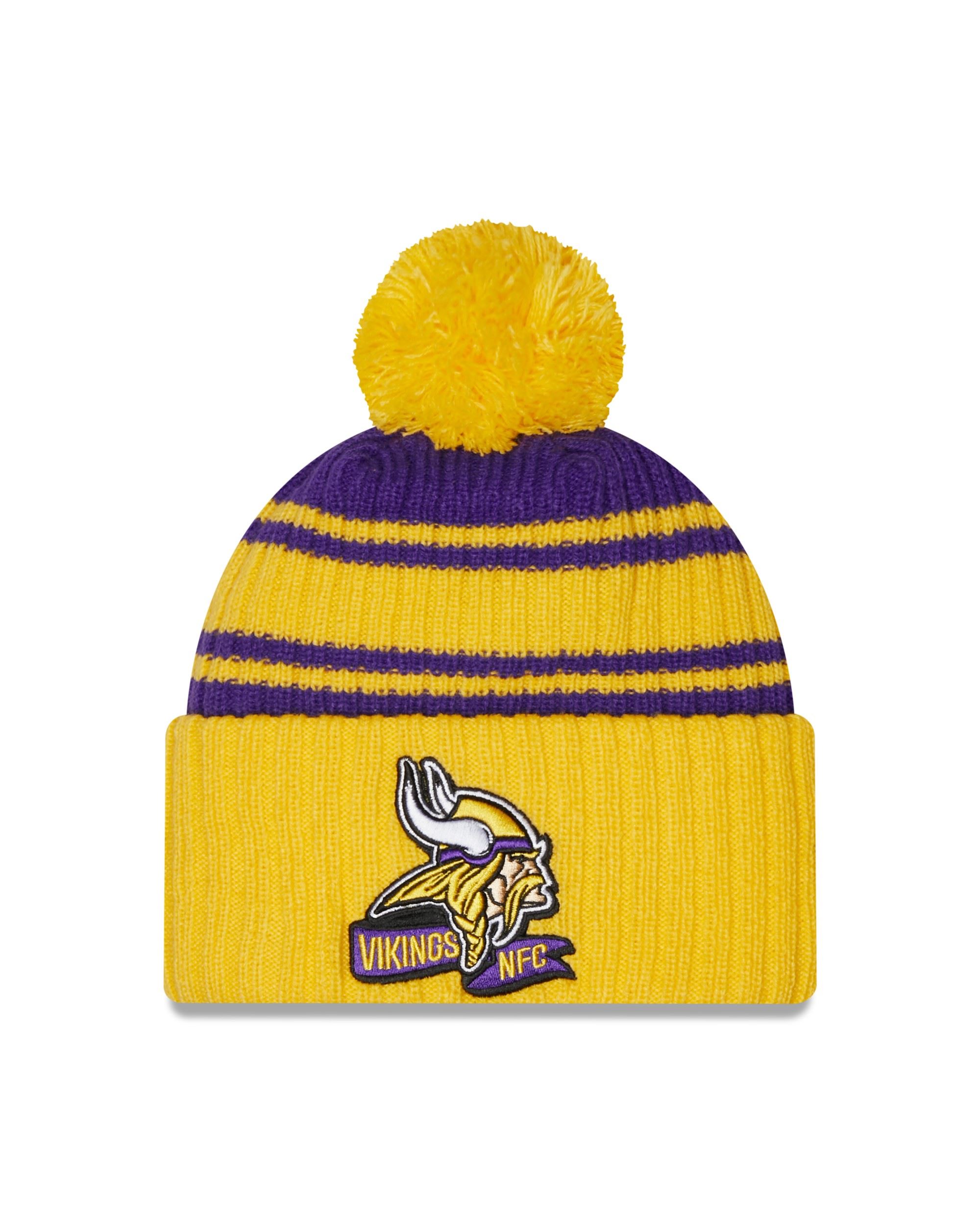 Minnesota Vikings NFL 2022 Sideline Sport Knit Yellow Purple Beanie New Era