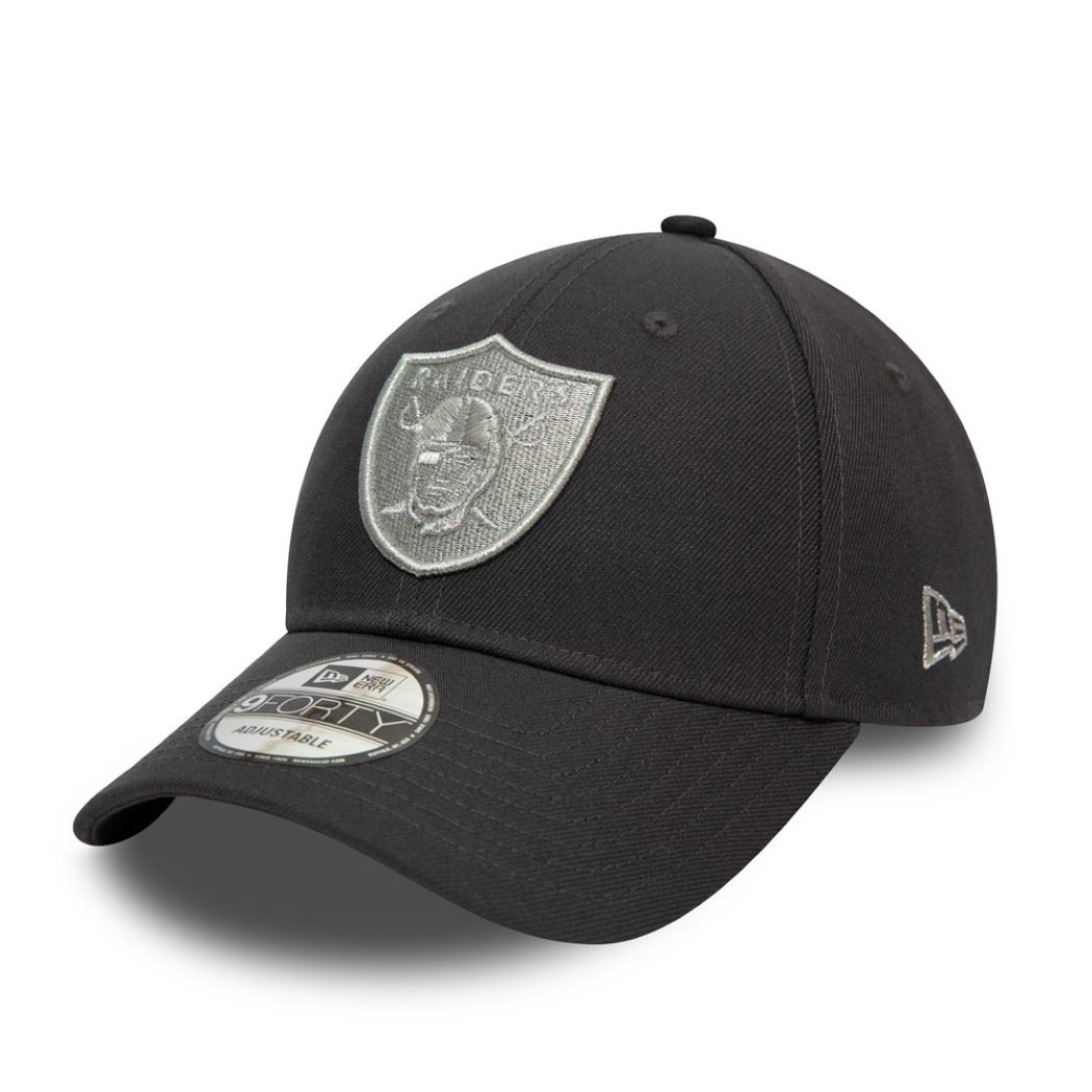 Las Vegas Raiders NFL Pop Logo Grey Silver 9Forty Adjustable Snapback Cap New Era