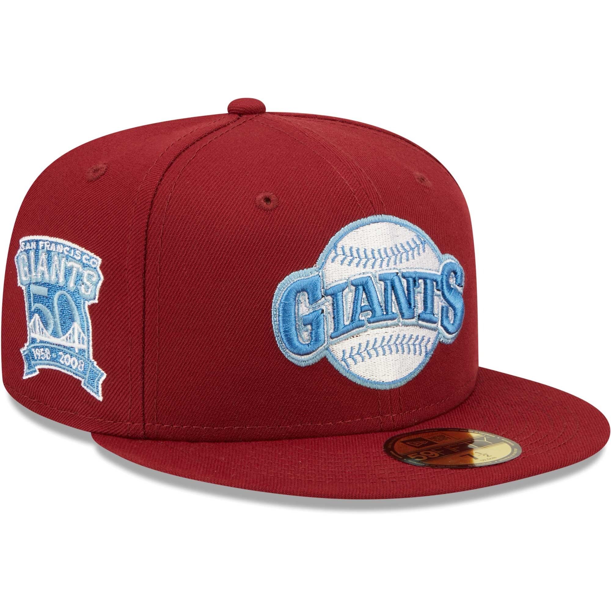 San Francisco Giants MLB Cooperstown 50th Anniversary Sidepatch Maroon Blue 59Fifty Basecap New Era