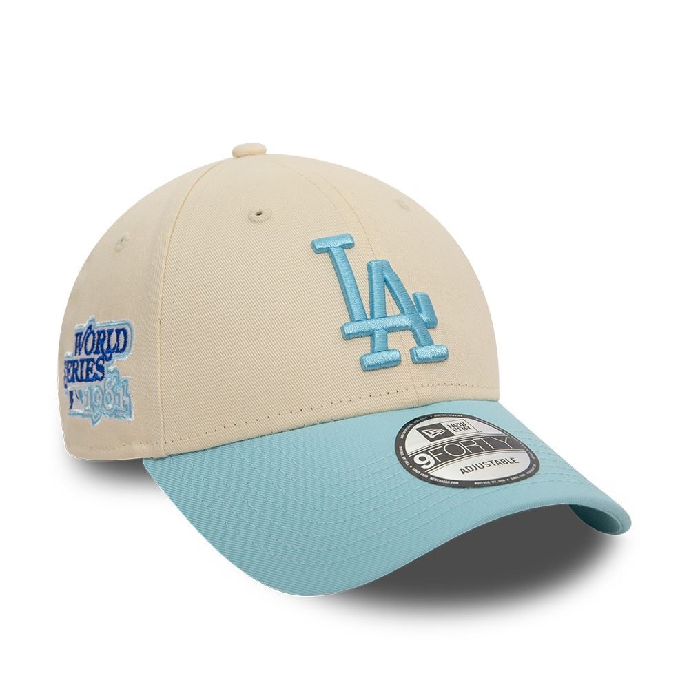 Los Angeles Dodgers MLB World Series 1981 Sidepatch Beige Blue 9Forty Adjustable Cap New Era