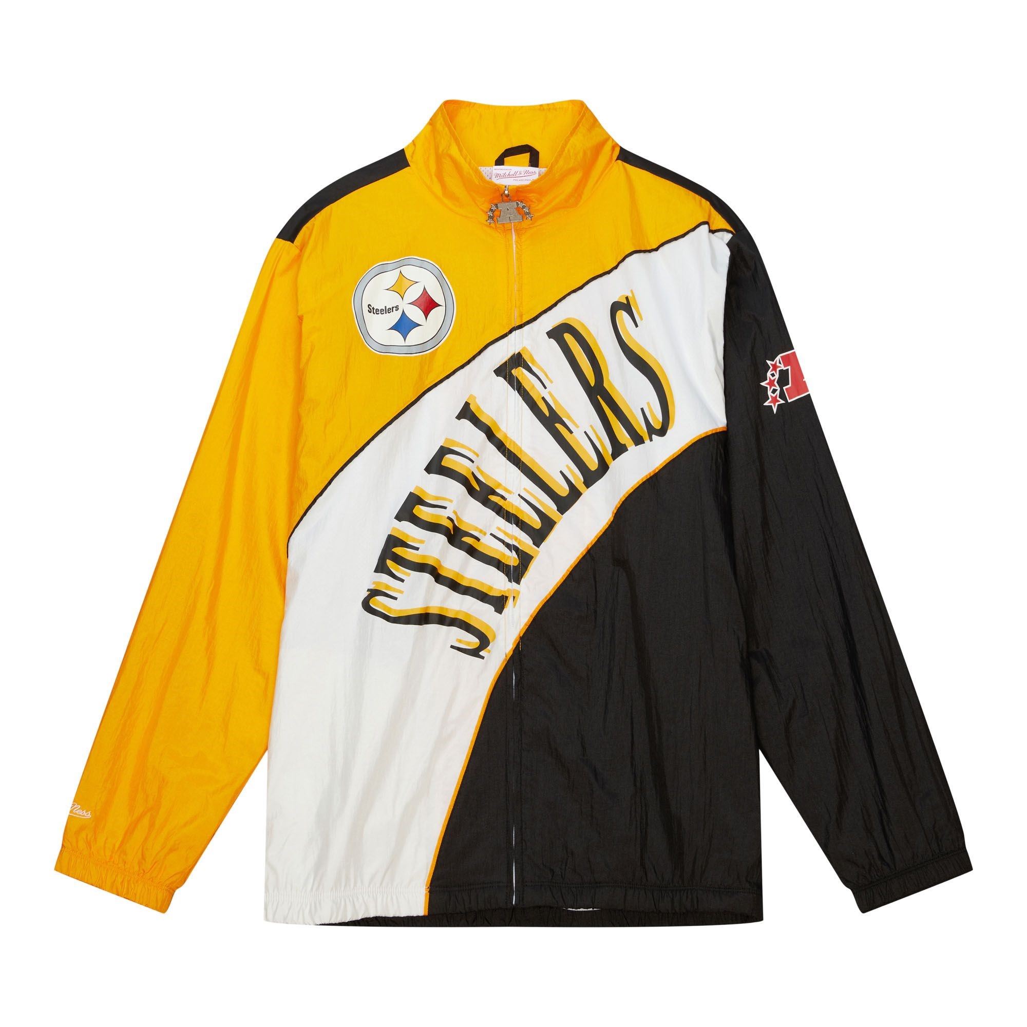 Pittsburgh Steelers NFL Arched Retro Lined Windbreaker Black Yellow Jacke Mitchell & Ness