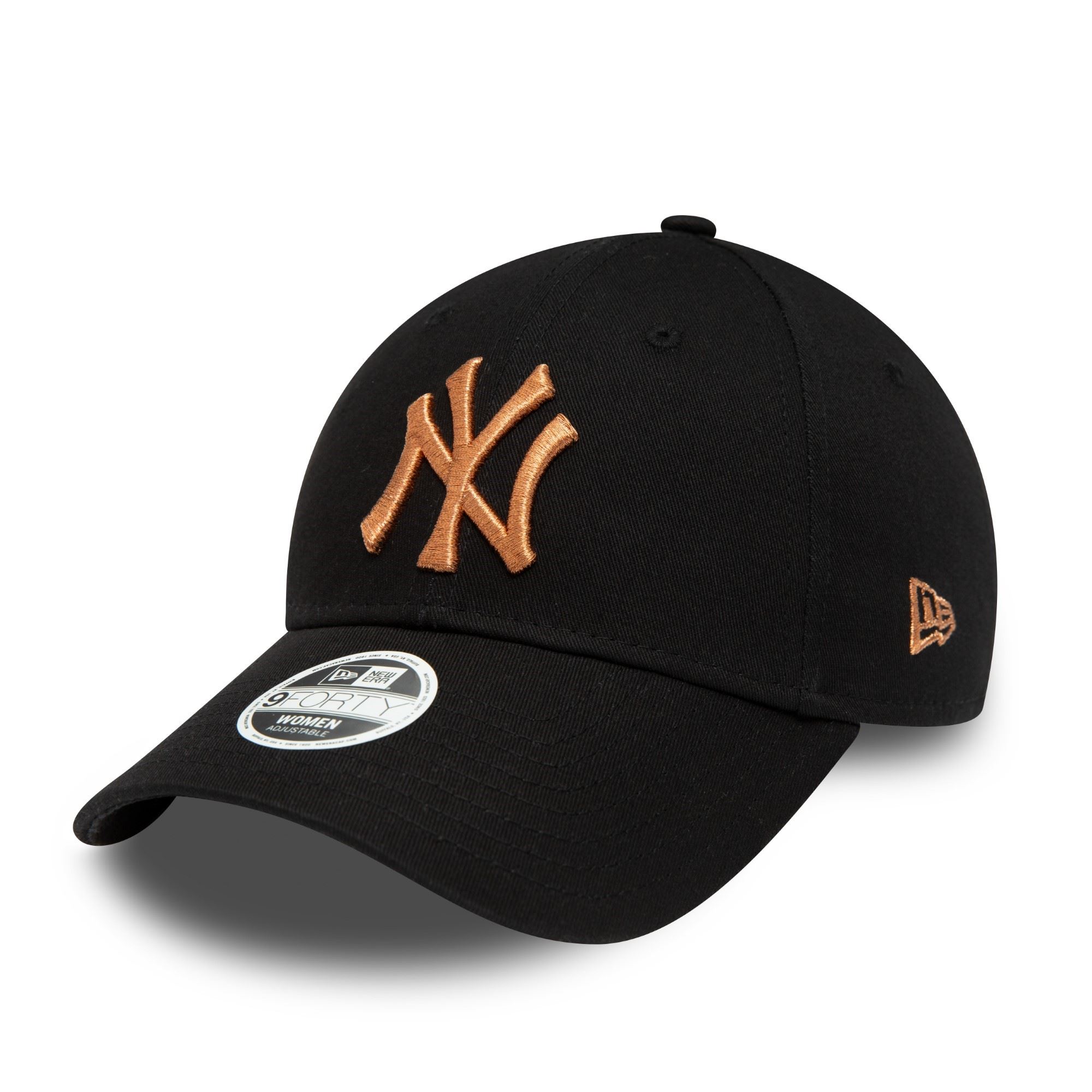New York Yankees MLB Metallic Logo Black 9Forty Adjustable Women Cap
