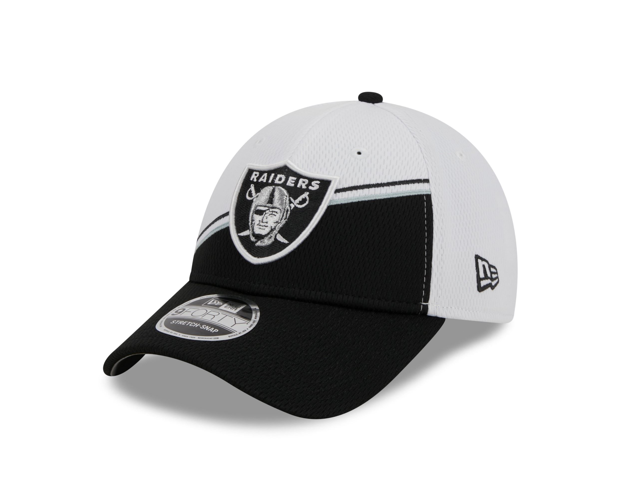 Las Vegas Raiders NFL 2023 Sideline White Black 9Forty Stretch Snapback Cap New Era