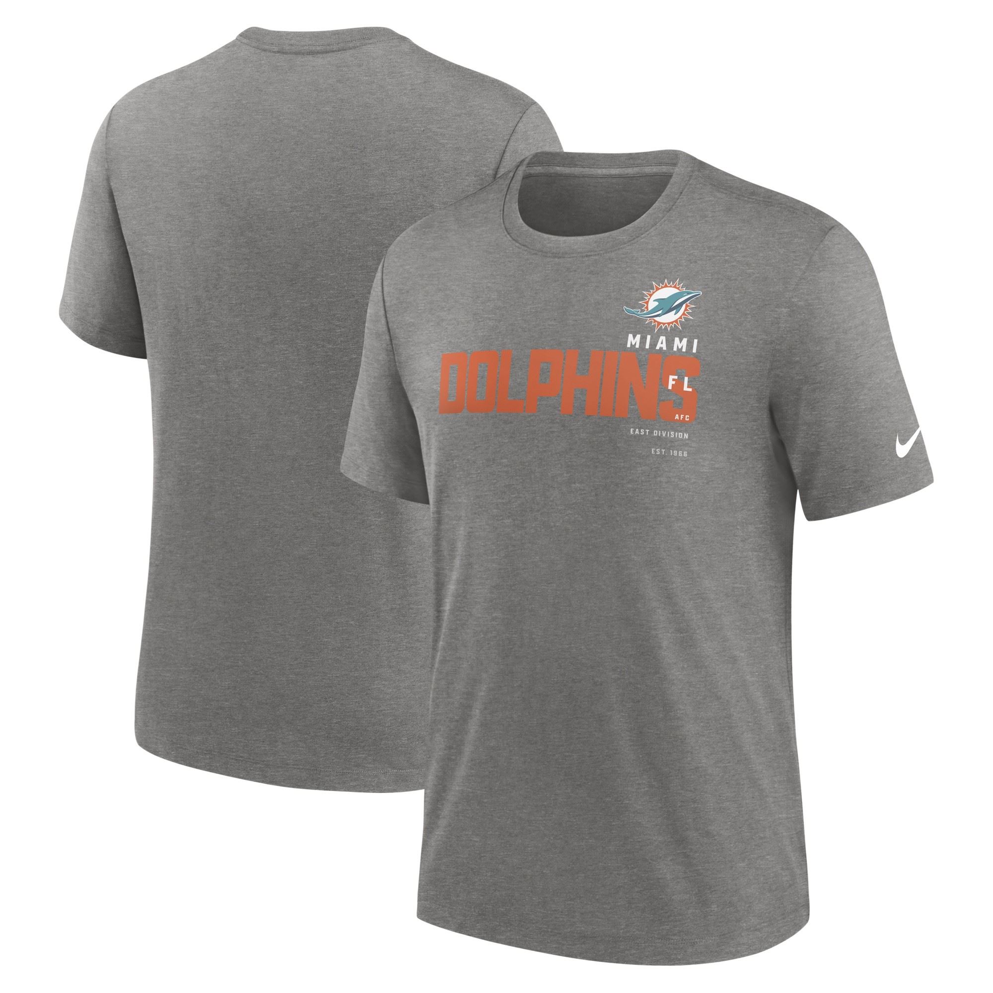 Miami Dolphins NFL Triblend Team Name Dark Grey Heather T-Shirt Nike