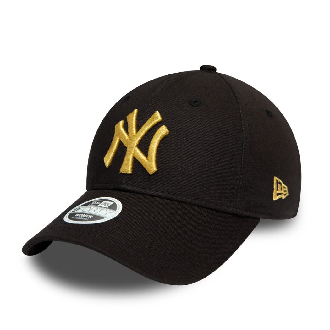 New York Yankees Metallic Logo Black 9Forty Adjustable Women Cap New Era