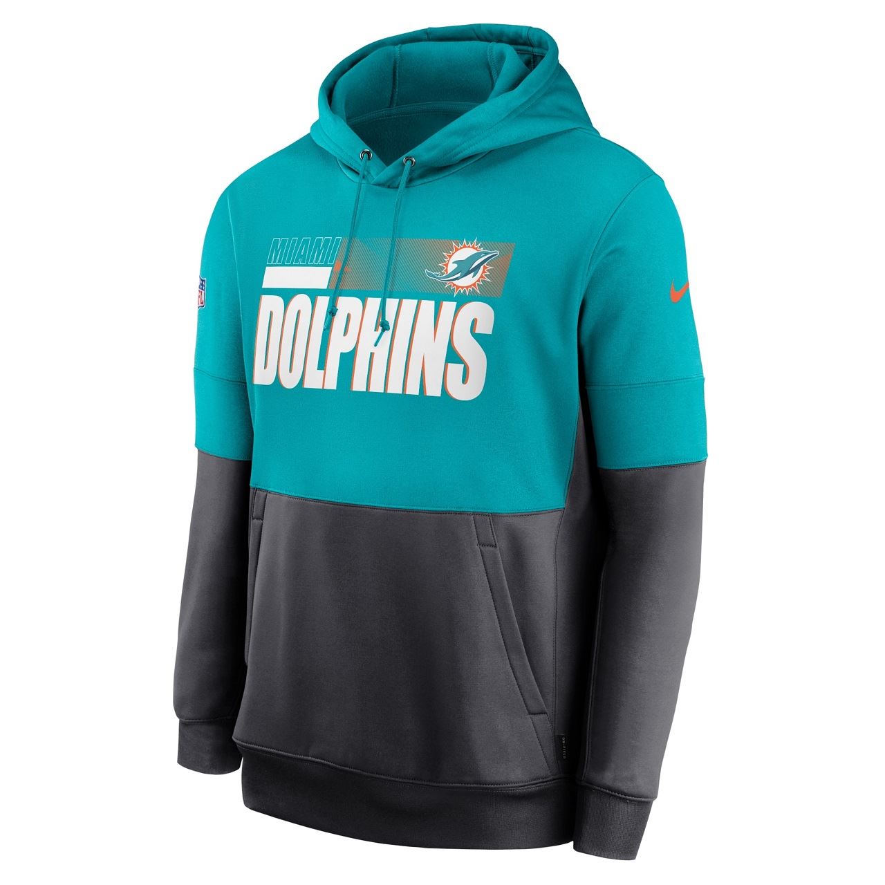 Miami Dolphins NFL Team Name Lockup Therma Pullover Turbo Green / Anthracite Hoody Nike