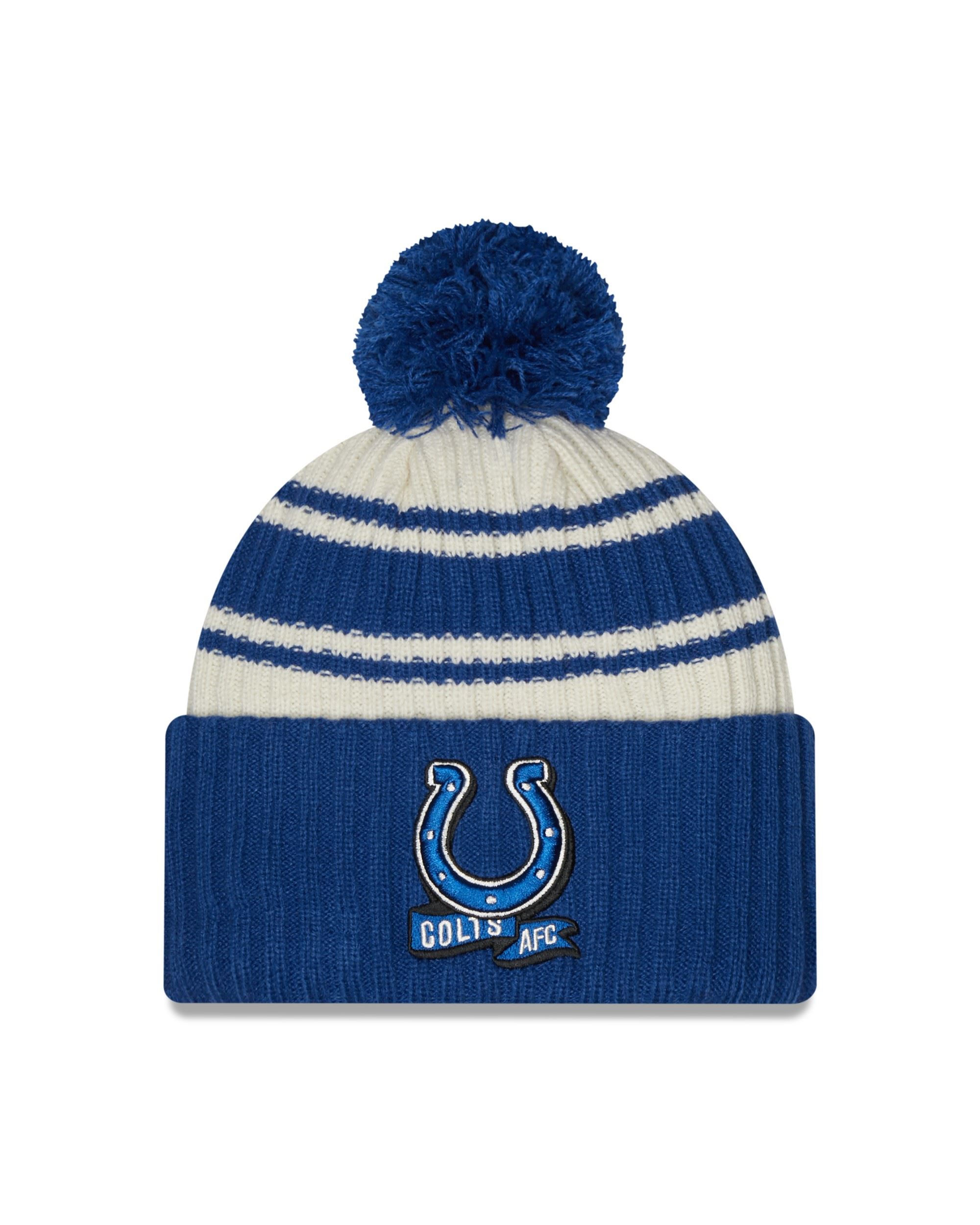 Indianapolis Colts NFL 2022 Sideline Sport Knit Chrome White Blue Beanie New Era