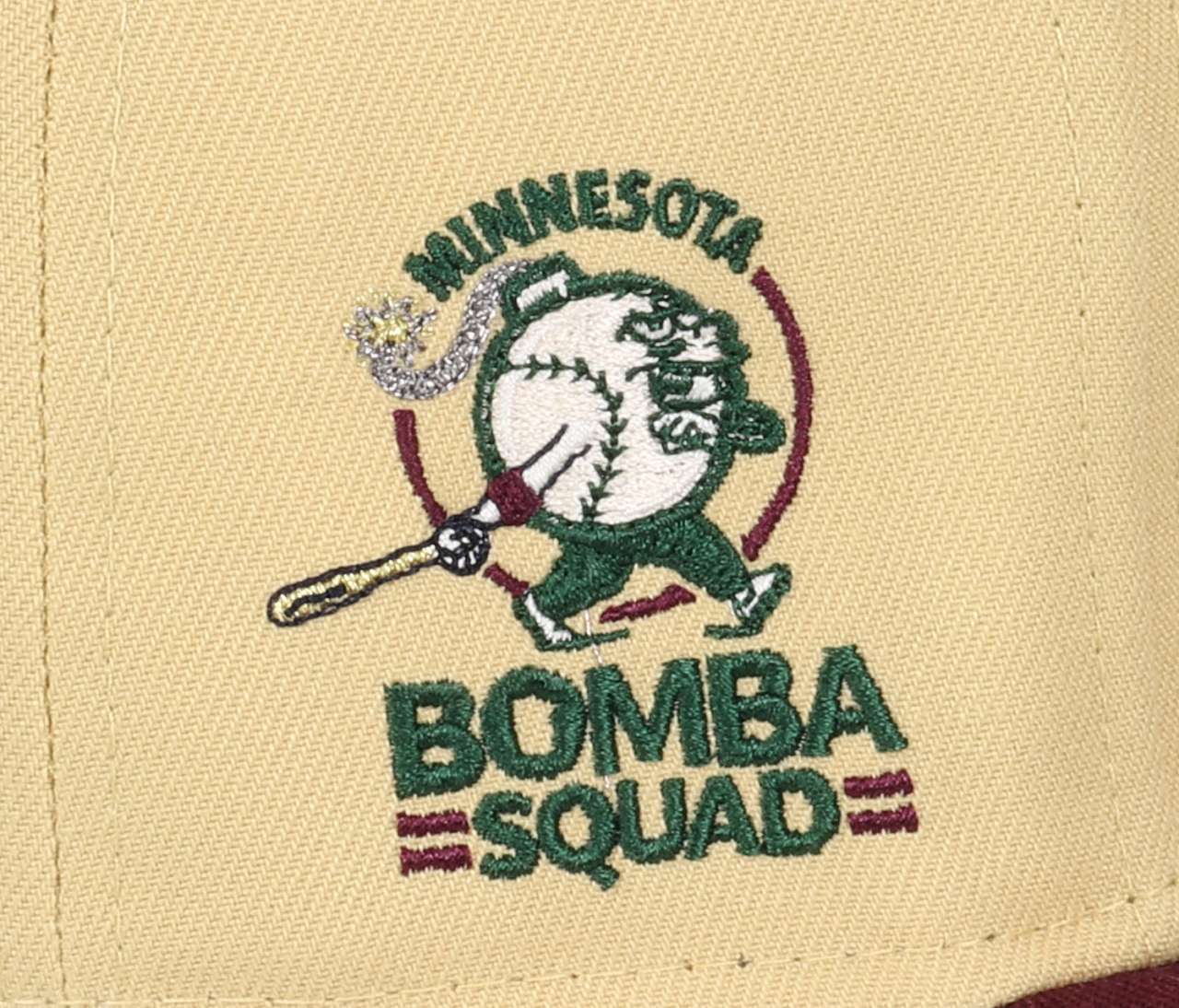 Minnesota Twins MLB Bomba Squad Sidepatch Vegas Gold Maroon 59Fifty Basecap New Era